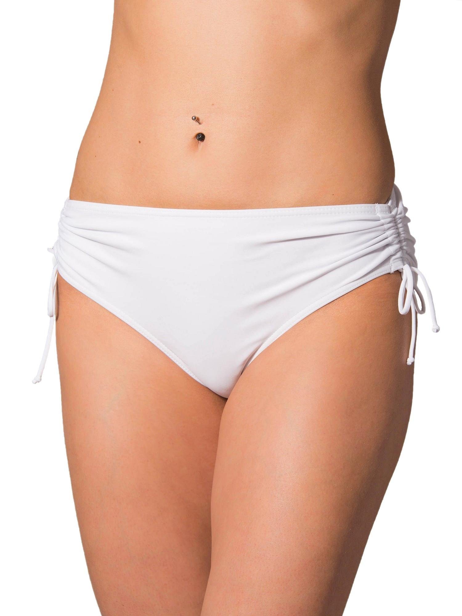 Bikini-Hose Damen und Aquarti Aquarti Schnüren Raffung Weiß mit Bikinihose