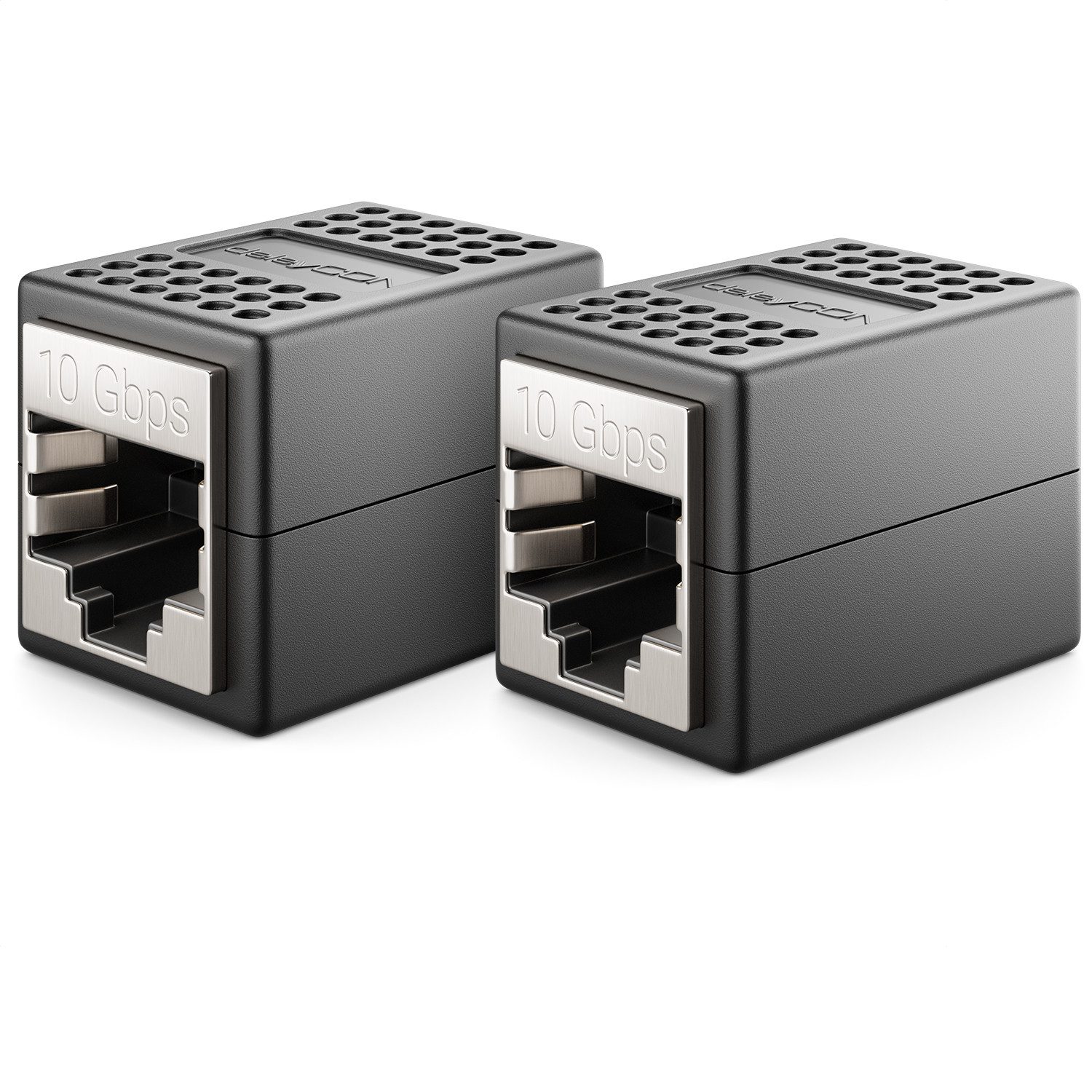 deleyCON 2x CAT 6a LAN Kabel Verlängerung RJ45 Patchkabel Kupplung Verbinder Netzwerk-Adapter