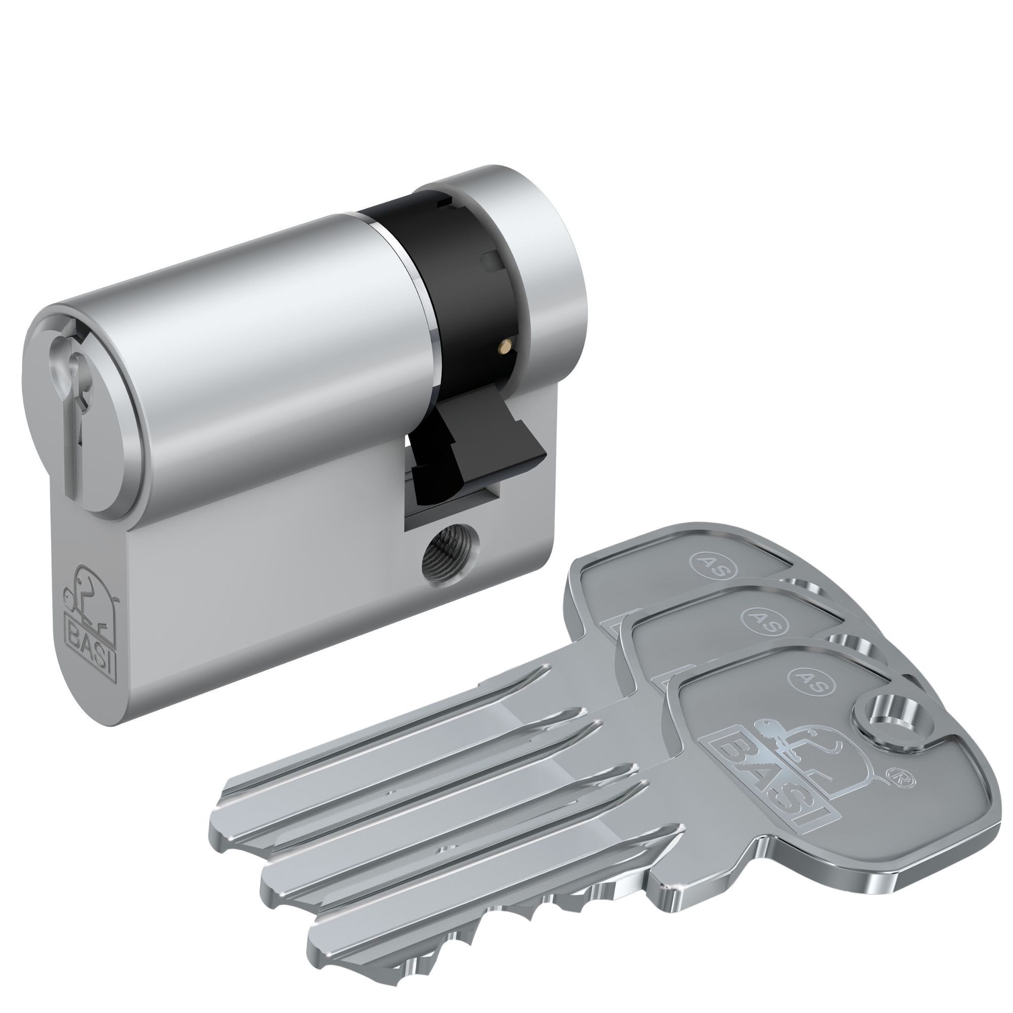 BASI Schließzylinder AS, Gleichschließend, Длинаn frei kombinierbar, (Packung, 1-St), Halbzylinder 10/50 mm, 8-fach vestellbare Schließnase, 3 Schlüssel