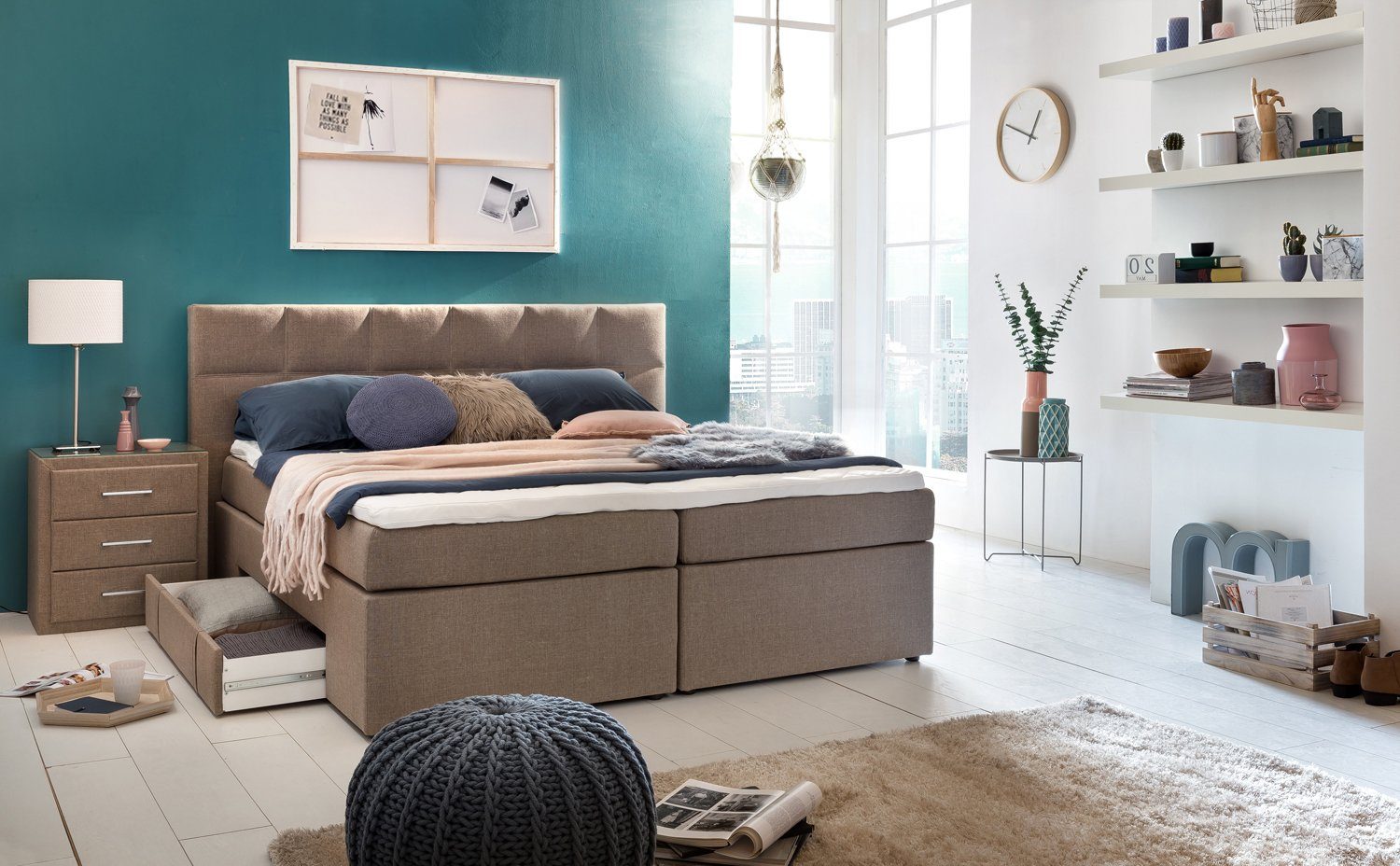 Möbelfreude Boxspringbett Boxspringbett Andybur Beige/grau 180x200 günstig online kaufen