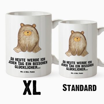 Mr. & Mrs. Panda Tasse Bär sitzend - Weiß - Geschenk, Teddybär, XL Becher, Grosse Kaffeetass, XL Tasse Keramik, Einzigartiges Design