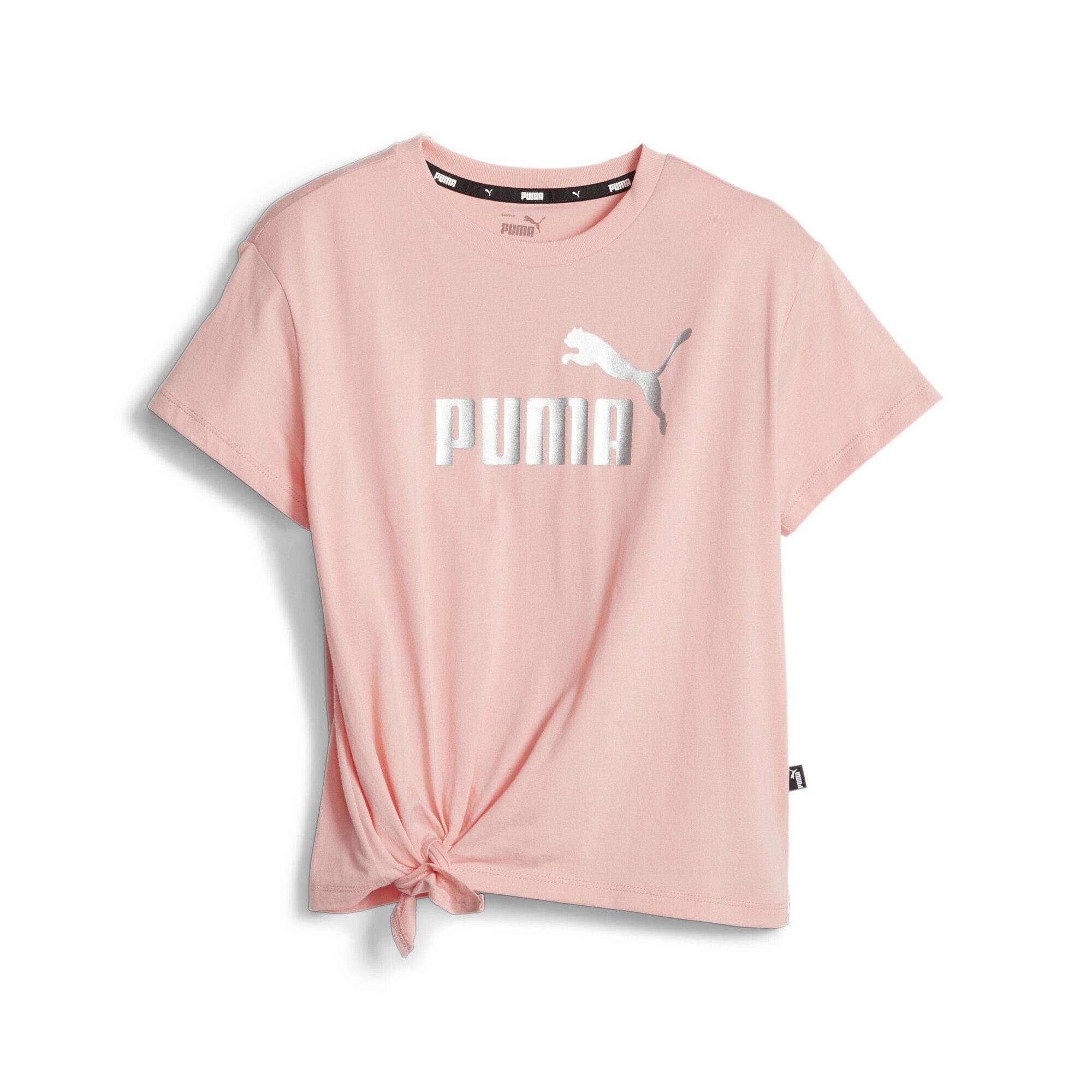 PUMA T-Shirt Essentials+ Peach T-Shirt Strick Logo Pink Mädchen aus Smoothie