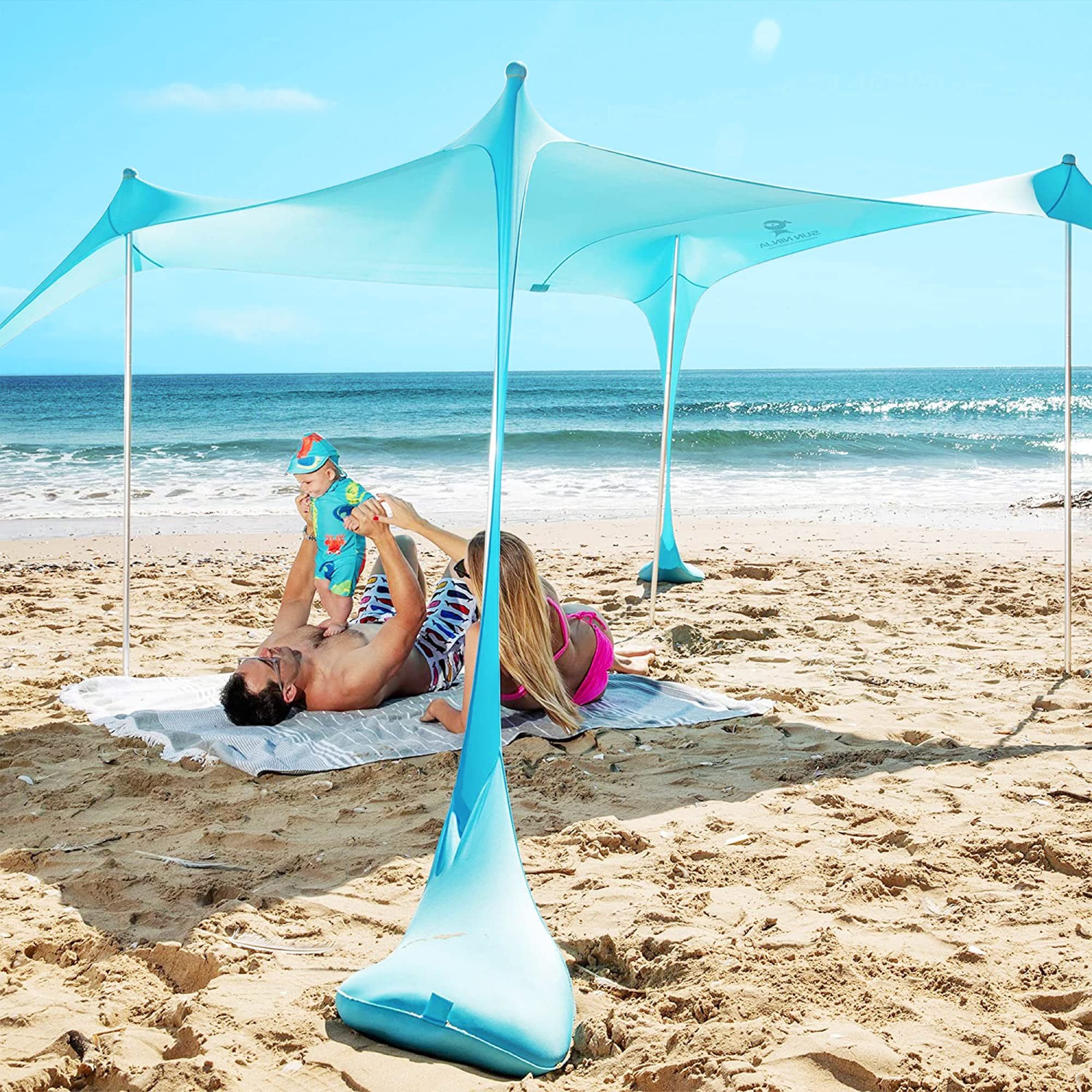 Zeltstange SUN NINJA Pop Up Strandzelt Sonnenschutz UPF50+ mit Sandschaufel