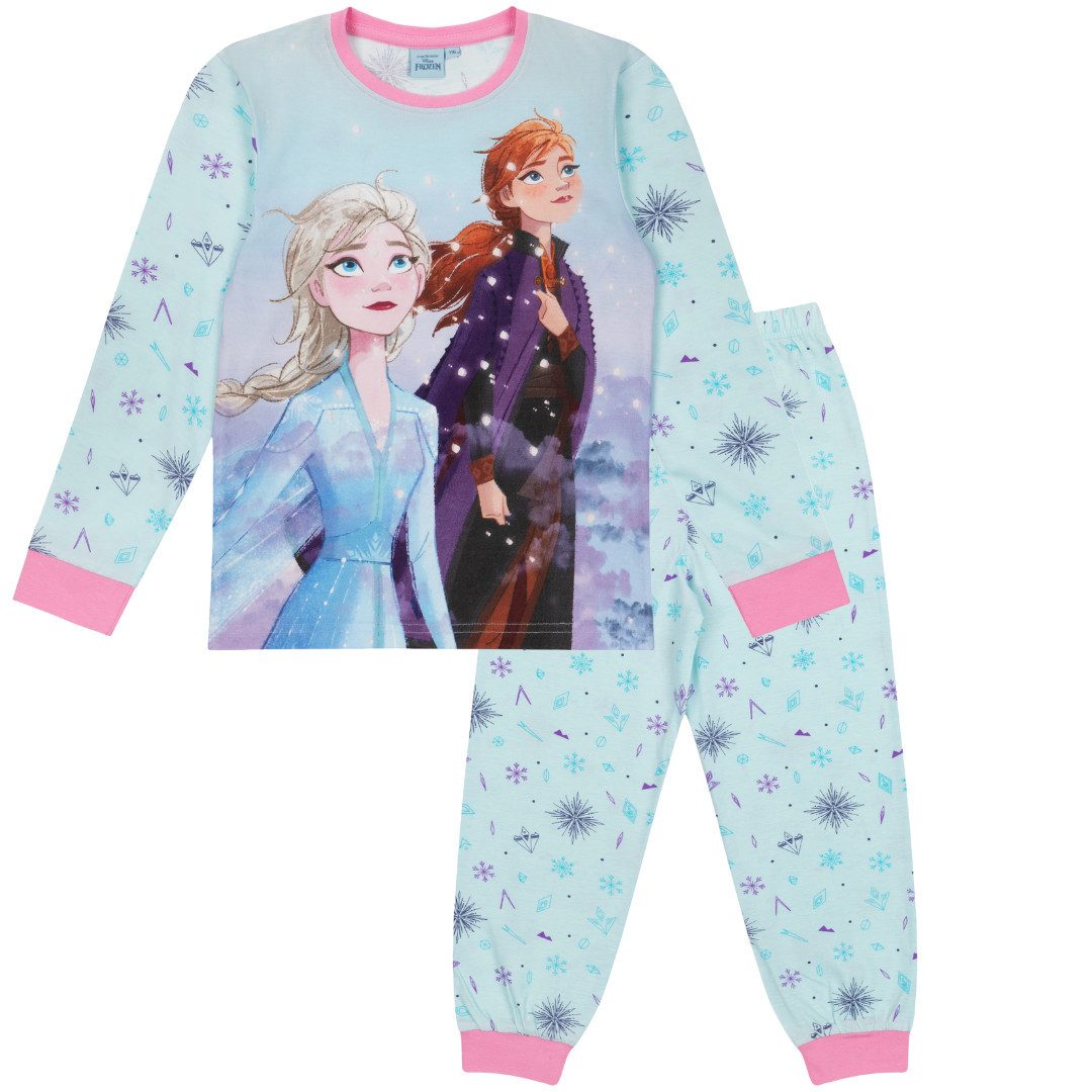 Disney Pyjama Eiskönigin 2 Schlafanzug langarm Pyjama mit Anna und Elsa