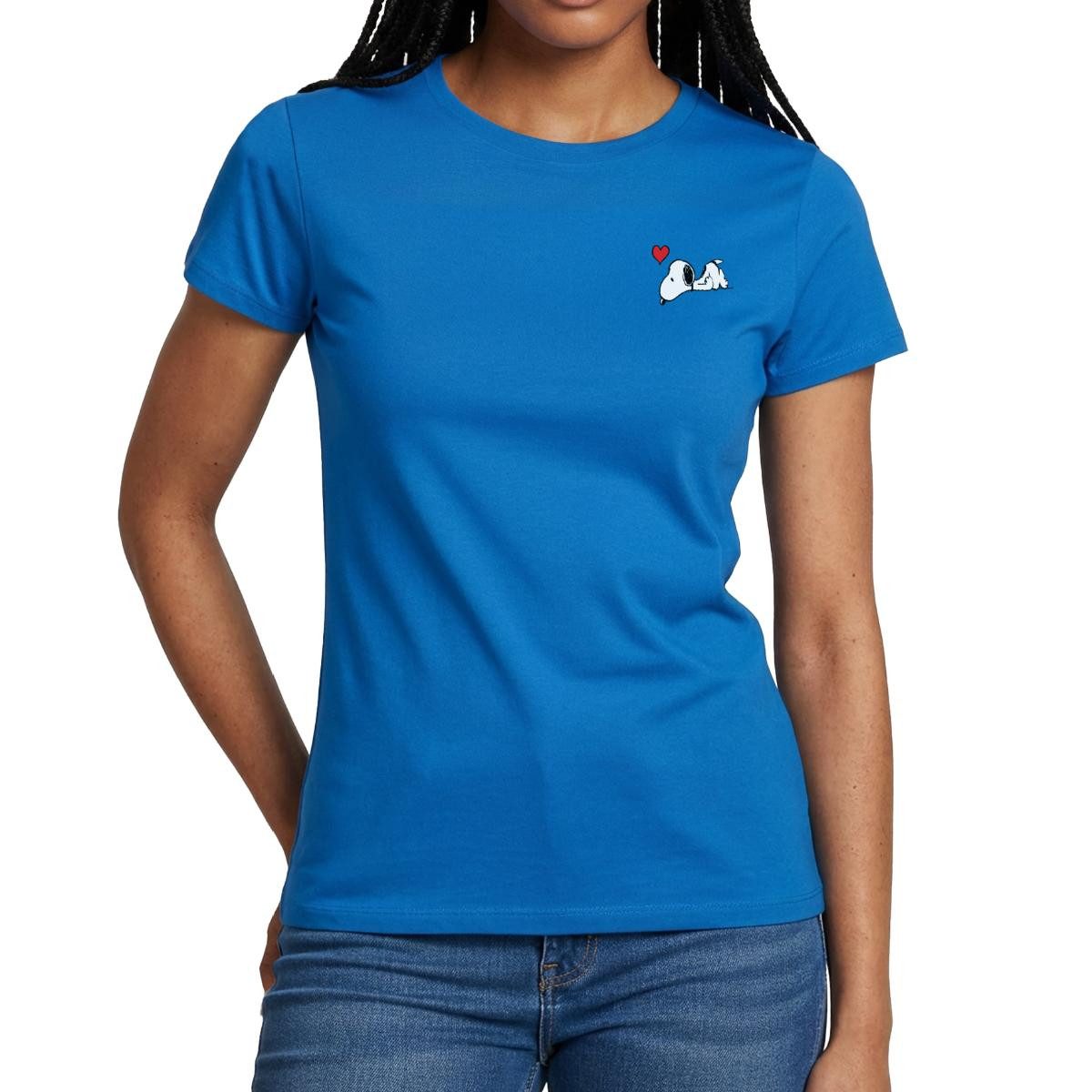 Spreadshirt T-Shirt Peanuts Snoopy Herz Brustmotiv Frauen T-Shirt (1-tlg) Slim Fit, fällt klein aus