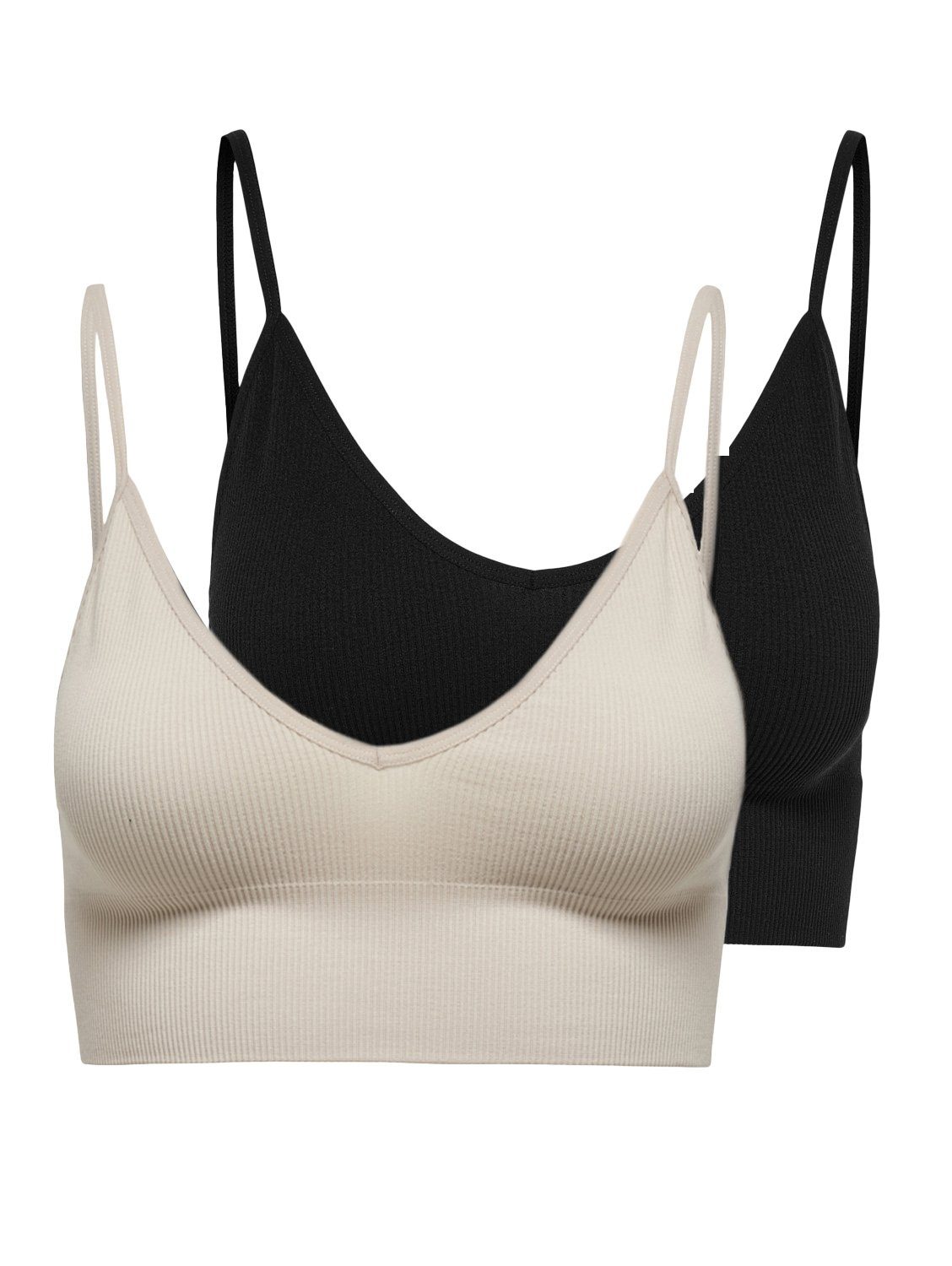 ONLY Shirttop Oberteil Spaghetti Bustier Bralette für Damen (2-tlg) Slim fit unifarben elastisch Ohne Verschluss Basic-Style