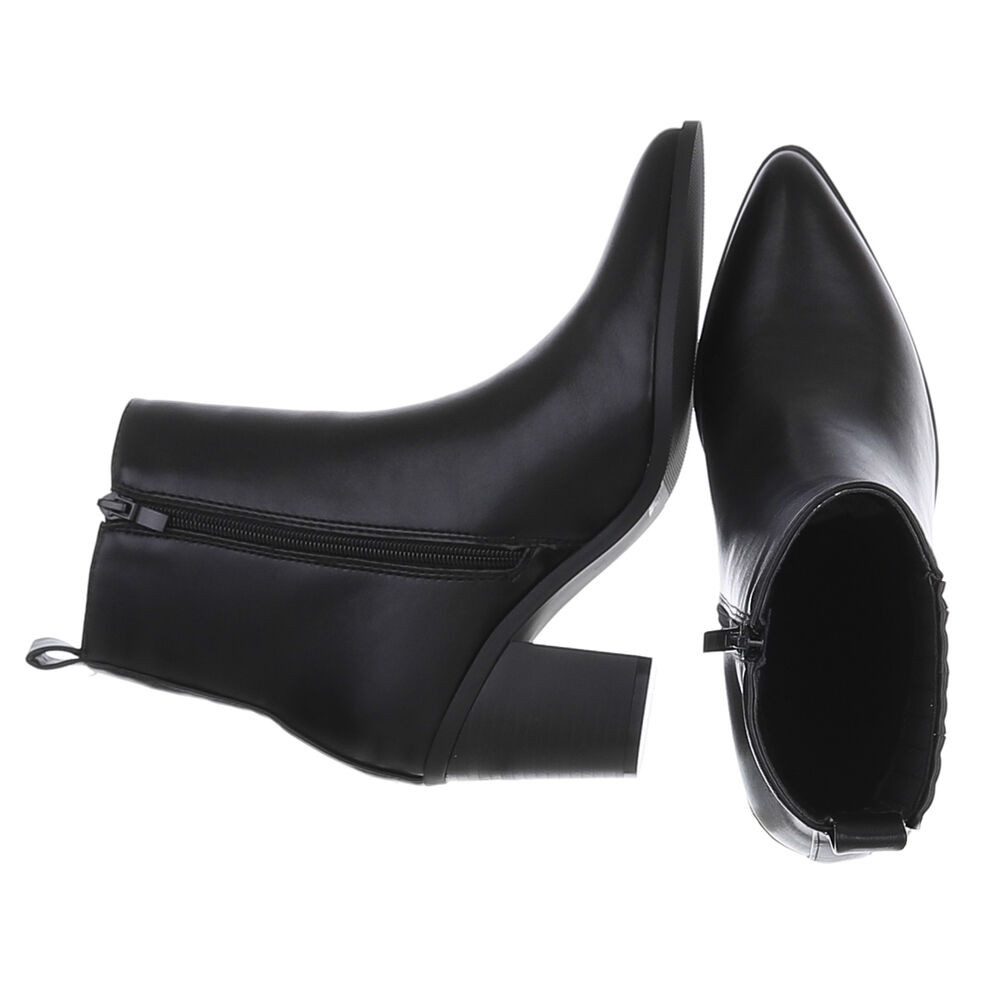 Ital-Design Damen Stiefelette mit Absatz und gerafftem Schaft High-Heel-Stiefelette (92392286) Blockabsatz Stiefeletten in Schwarz – Bild 2 von 5