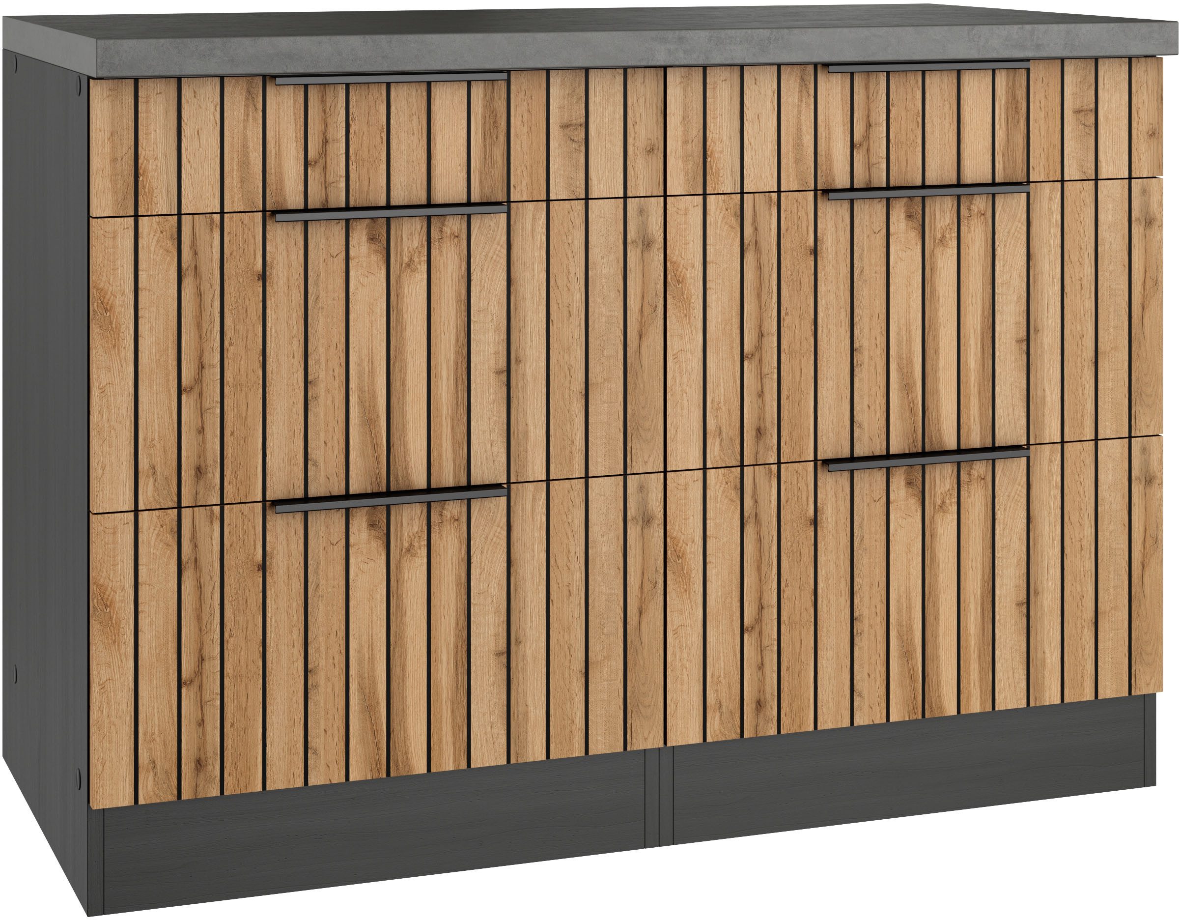KOCHSTATION Unterschrank KS-Lagos Breite 120 cm, 2 Schubkästen, 2 Auszüge – Bild 2 von 5