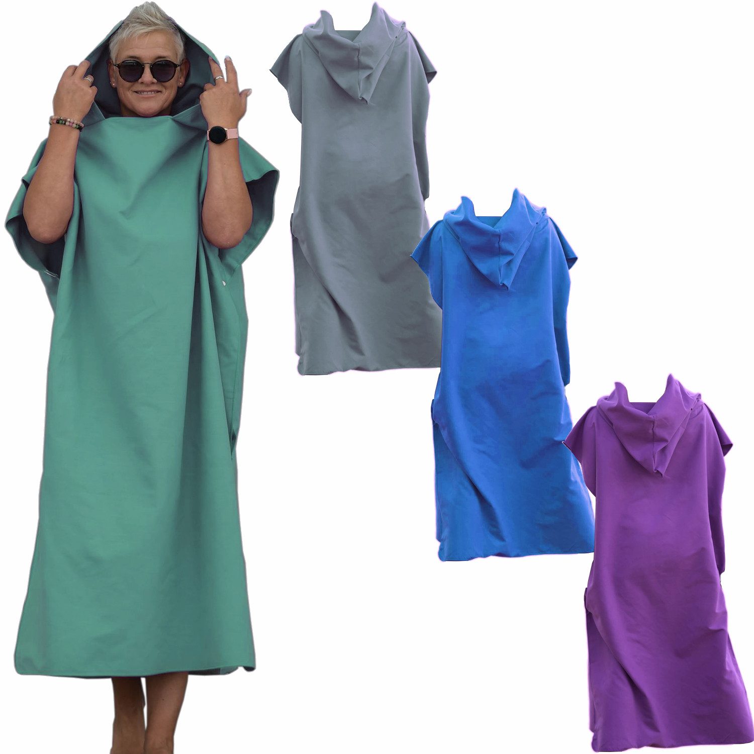 HEKERS Badeponcho Surfponcho aus Mikrofaser Badeponcho Umziehhilfe Strand U günstig online kaufen