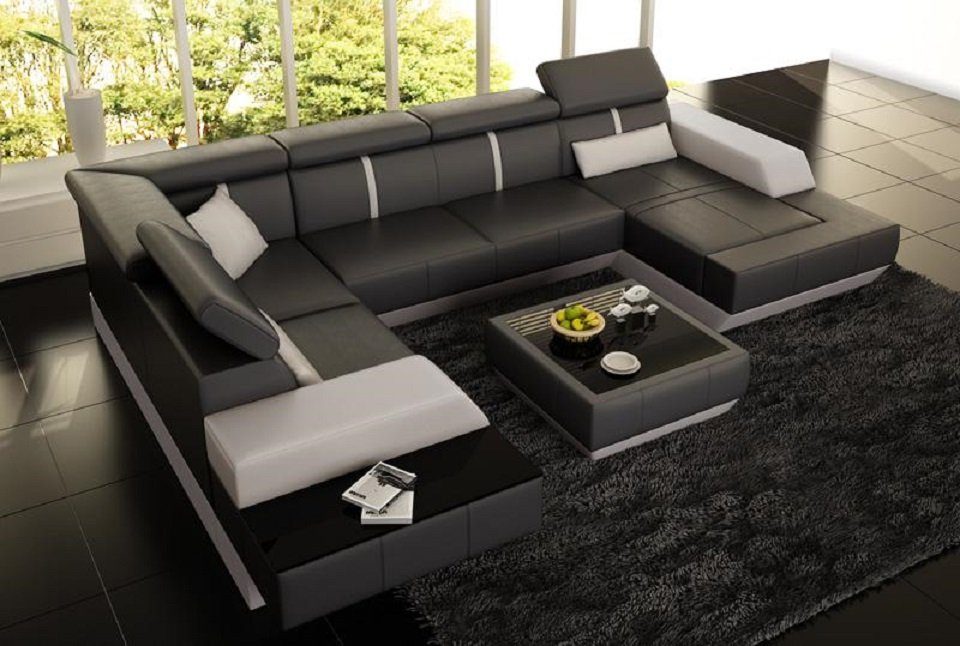 Wohnlandschaft Polster, Ecksofa Europe in U Ecksofa Made Grau Sofa Couch Form Design big JVmoebel