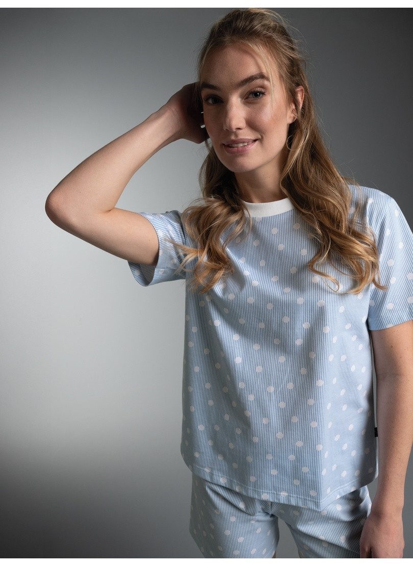 Trigema T-Shirt TRIGEMA Cropped T Shirt mit Allover "Punkt" Muster (1-tlg)