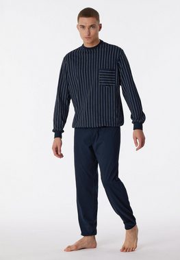 Schiesser Pyjama "Comfort Nightwear" (2 tlg) mit gestreiftem Langarmshirt mit Rundhalsausschnitt