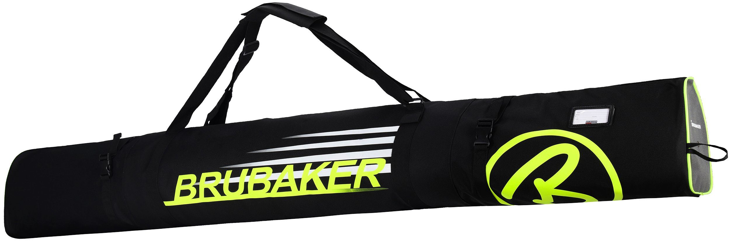 BRUBAKER Skitasche Carver Champion Ski Tasche - Schwarz und Neon Gelb (Skibag für Skier und Skistöcke, 1-tlg., reißfest und schnittfest), gepolsterter Skisack mit Zipperverschluss