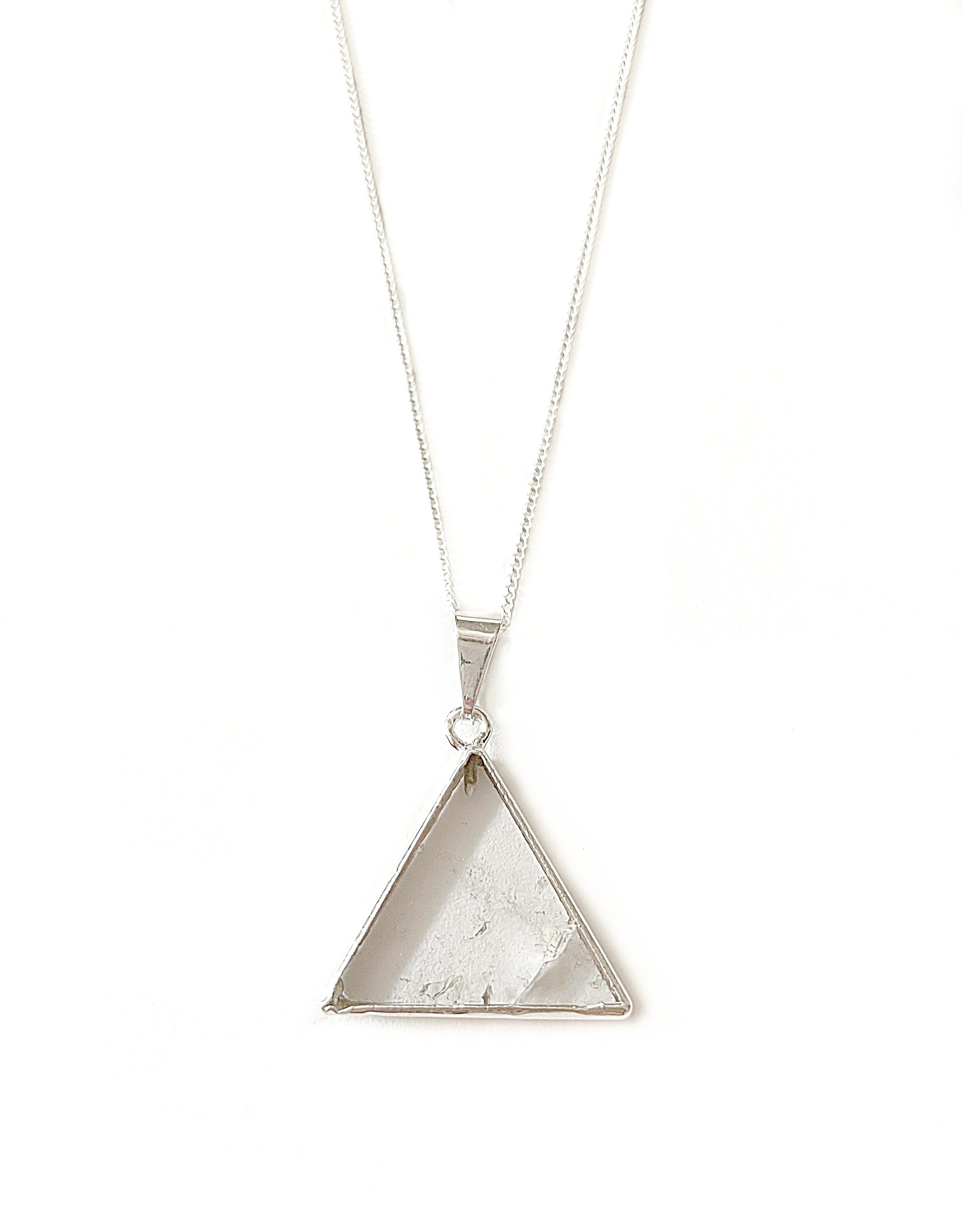 Crystal and Jewelry oder mit versilbert Halskette Sage Anhänger vergoldet Kette Dreieck Bergkristall