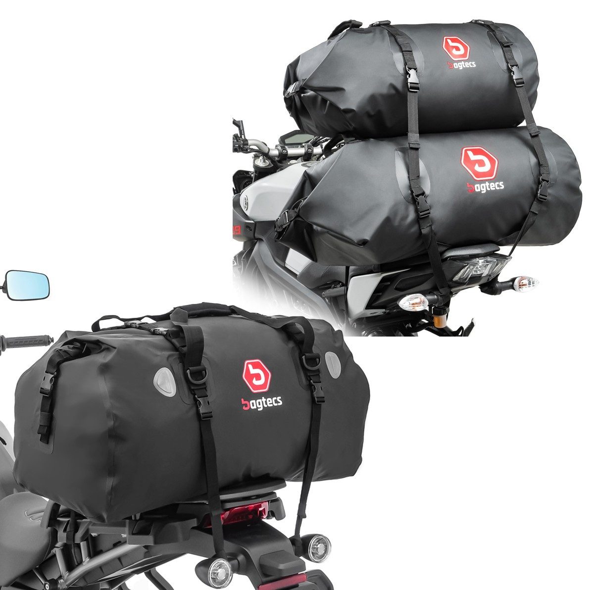 Reisetasche Set: Set Gepäckrolle Hecktasche BR50+BR30 Wasserdicht 80 Liter + Heckt