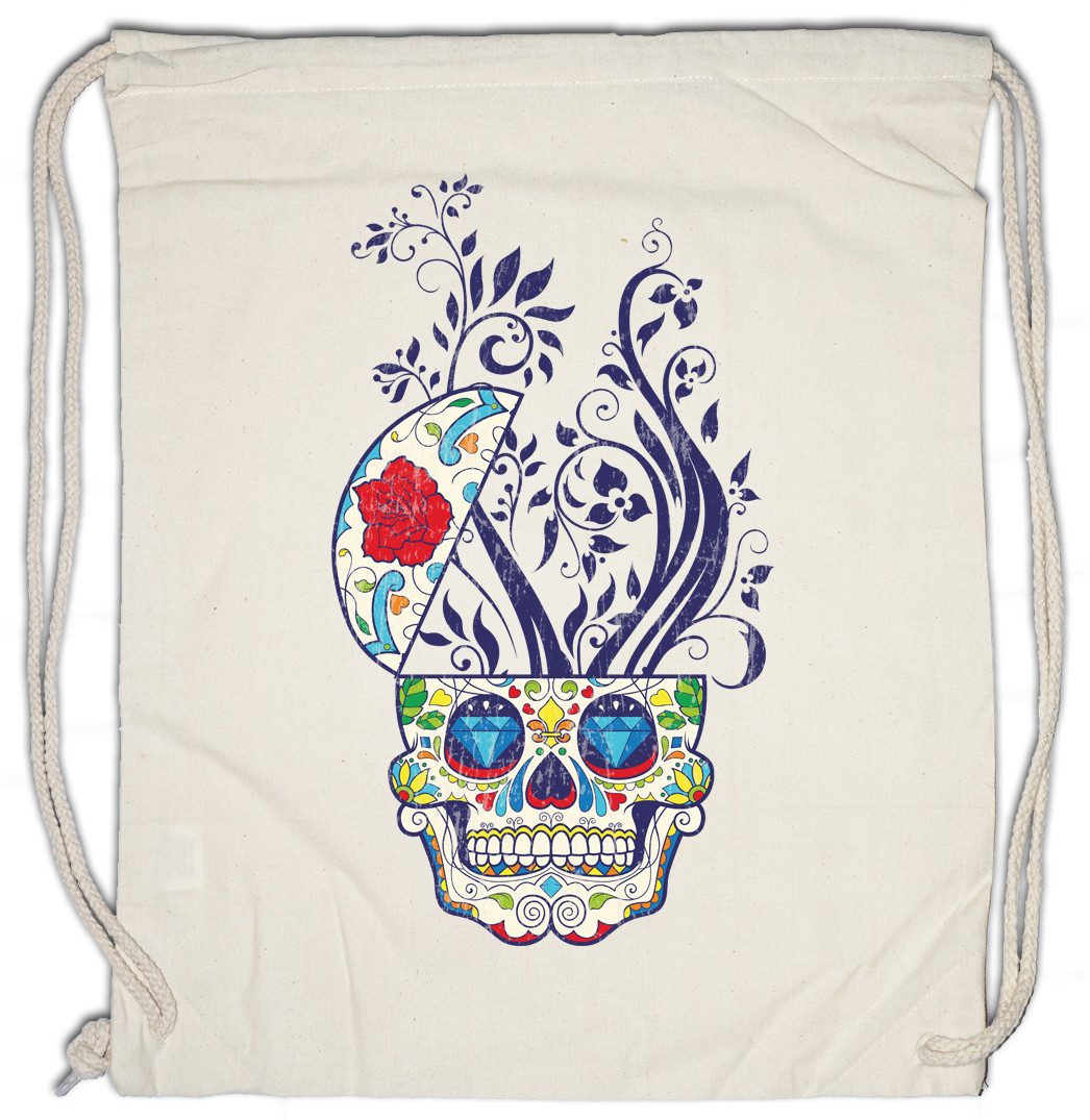 Turnbeutel Floral Sugar Skull Turnbeutel Schädel Mexiko Gang Latino Mexico Tattoo