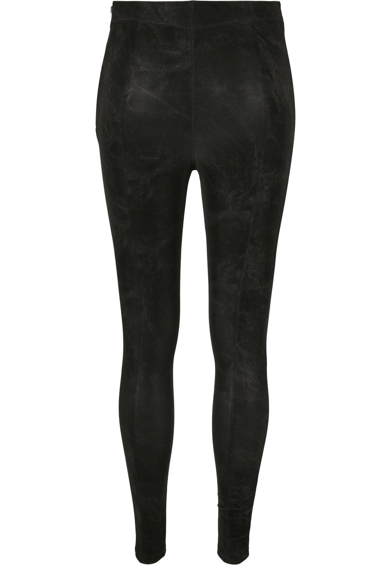 Damen (1-tlg) CLASSICS Washed Faux Leggings black Pants URBAN Leather Ladies