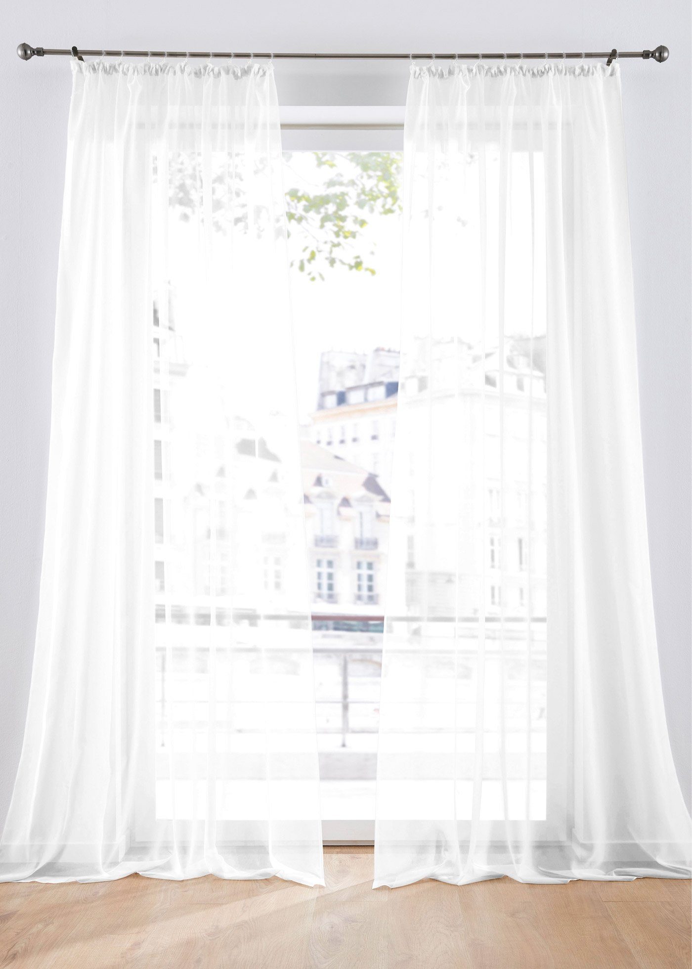 DecoHome24 Gardine Voile 2-teiliges Vorhänge Set (2 St), Kräuselband, halbt günstig online kaufen