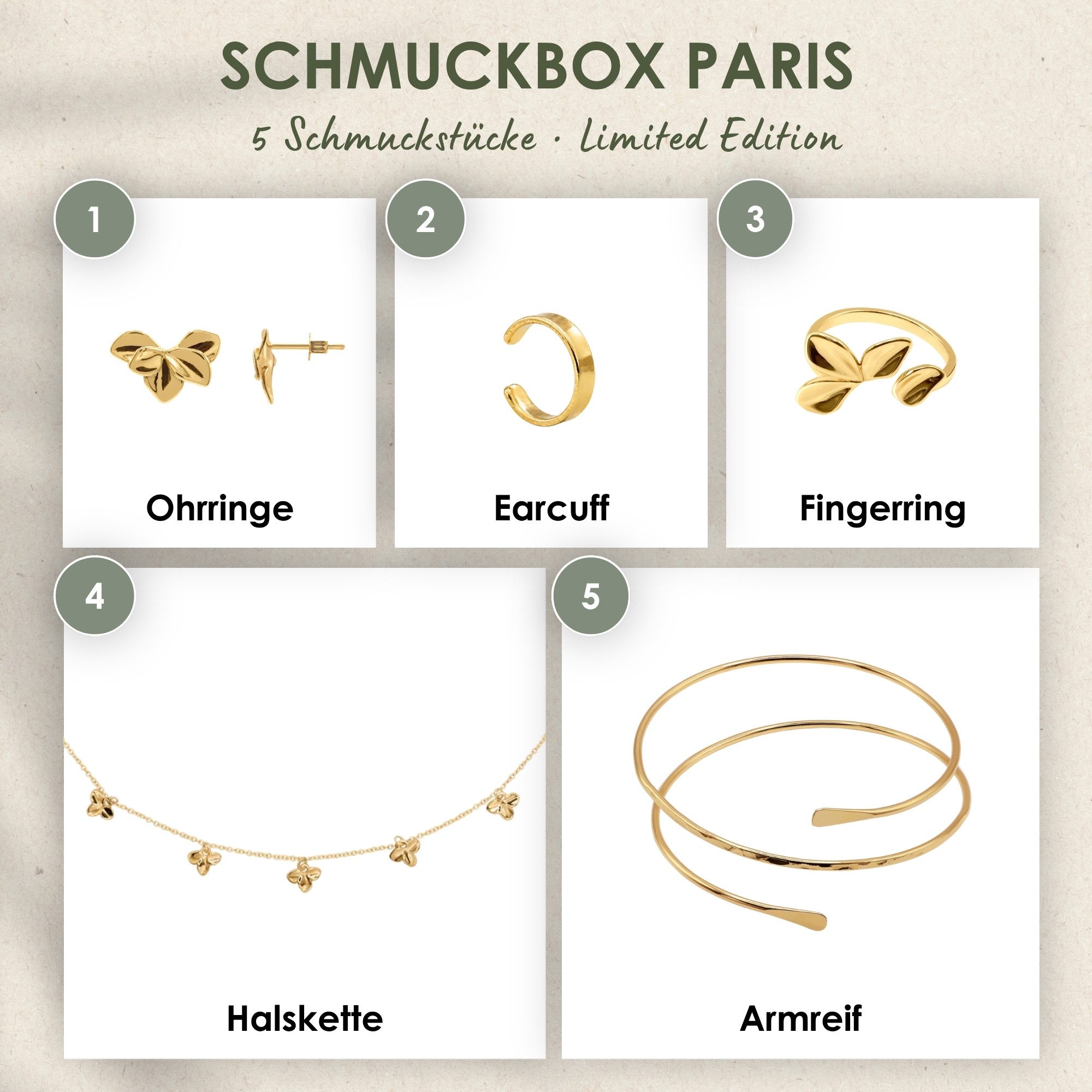 Heideman Schmuck-Adventskalender Summerbox Paris silberfarben, Schmuckset mehrteilig Schmuck für Frauen - 5 Schmuckstücke