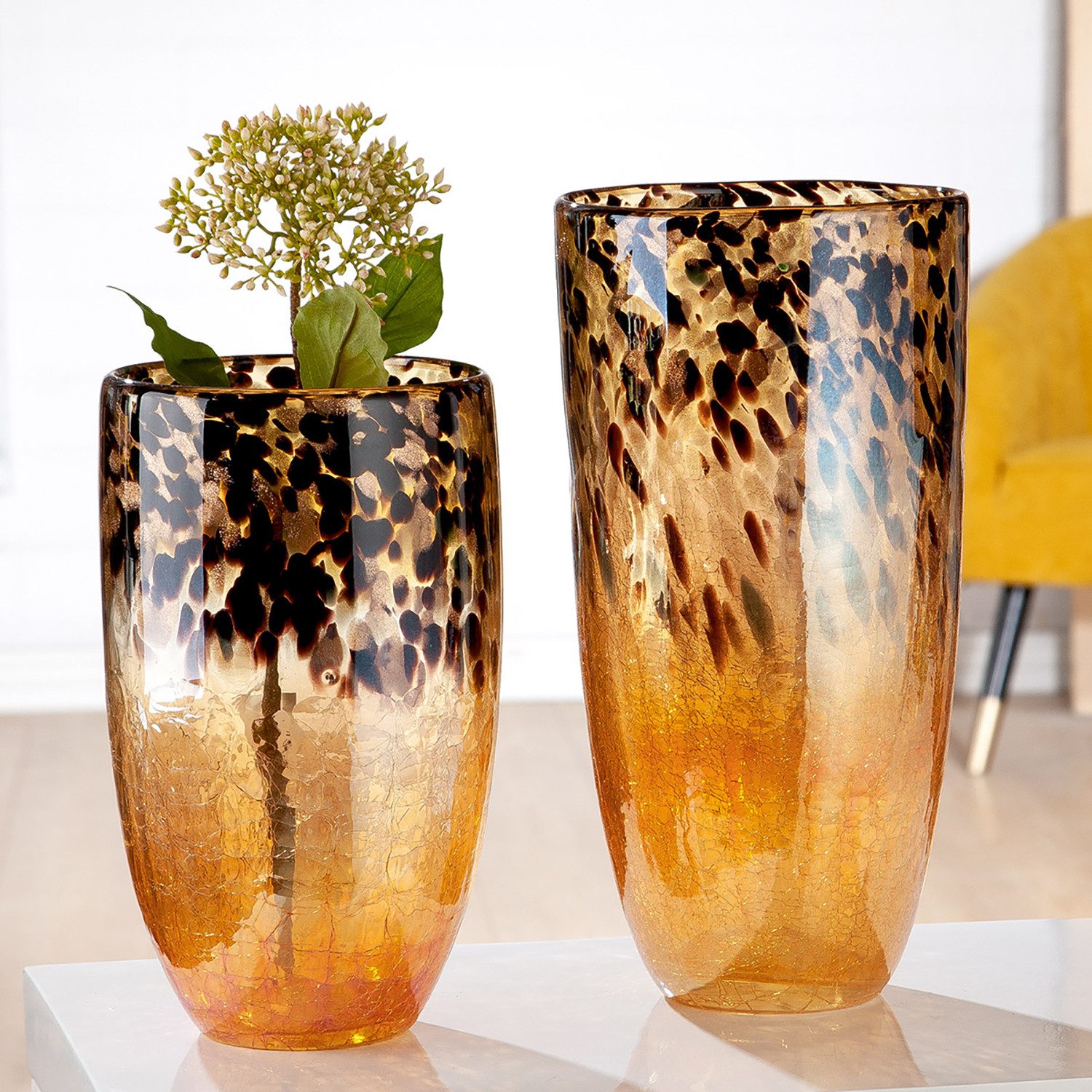 GILDE Dekovase Vase - braun - Glas - H. 29cm x T. 17,5cm x B. 17,5cm - Deko (1xVase, 1 Stück), Blumenvase - Dekoobjekt - Tischvase - Dekovase - Vase für Blumen – Bild 5 von 5