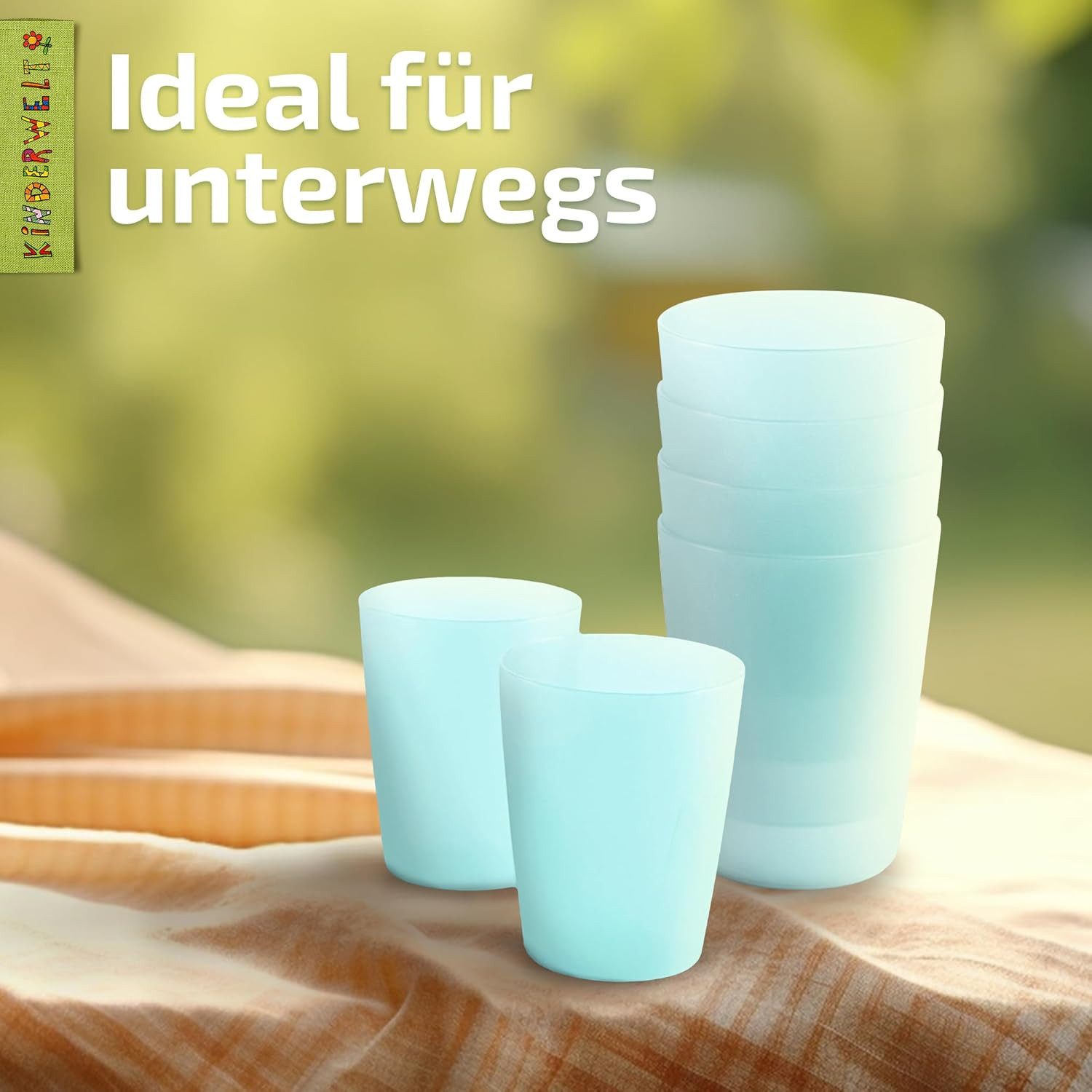 KiNDERWELT Kindergeschirr-Set KiNDERWELT Trinkbecher Set 4 x 250 ml aquamarin aus Kunststoff, Kunststoff – Bild 3 von 5