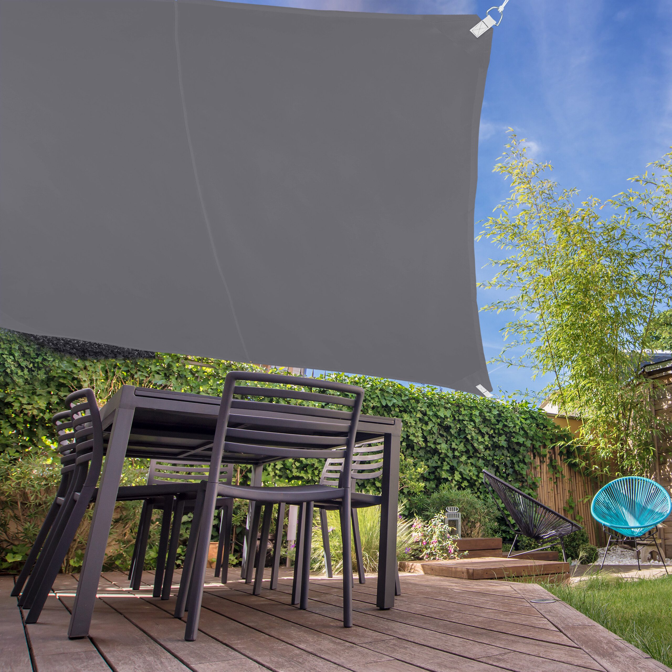 relaxdays Sonnensegel Quadrat in Grau, 3 x 3 m