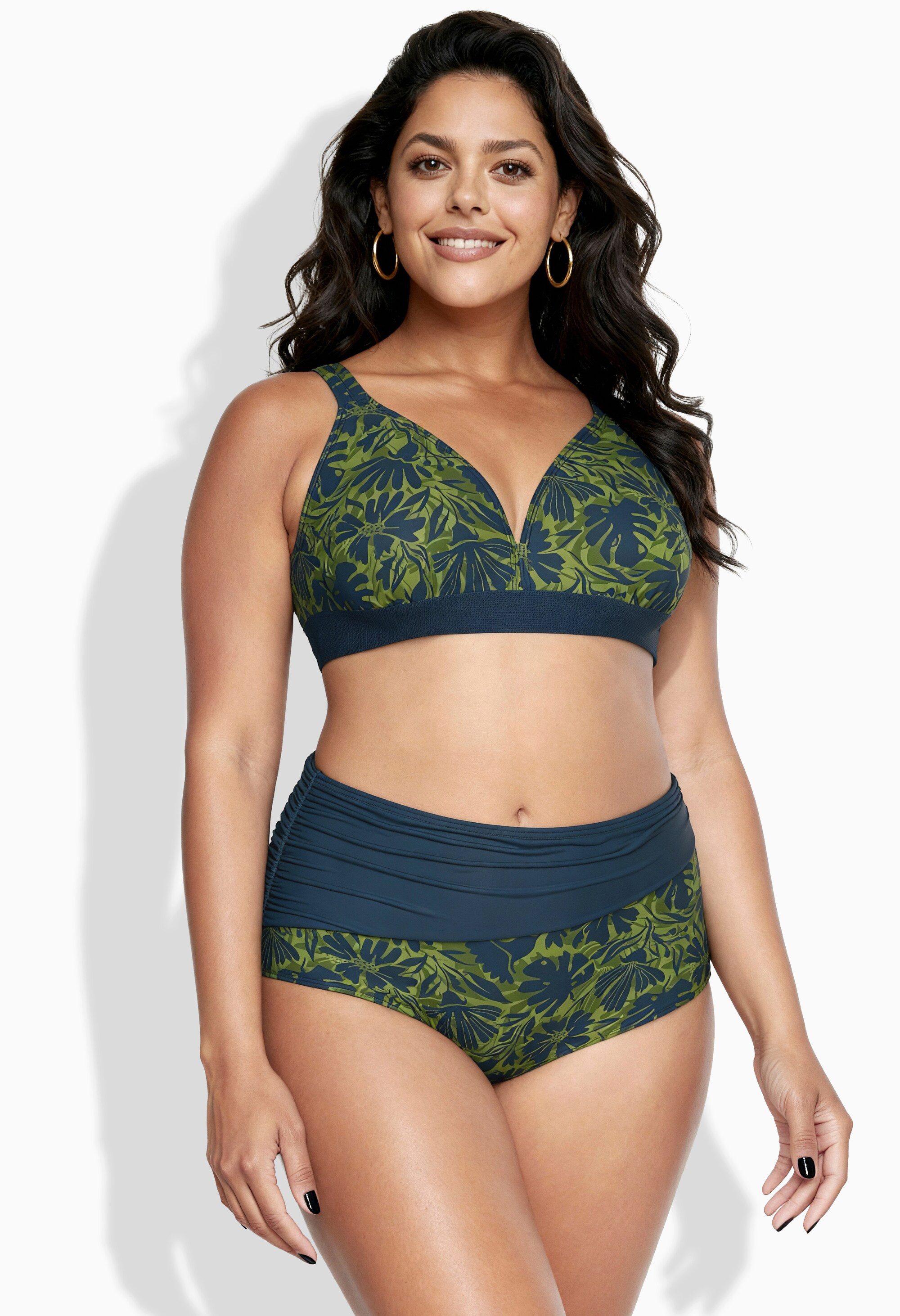 Ulla Popken Bügel-BH Bikini Blüten ohne Softcups Träger verstellbar günstig online kaufen