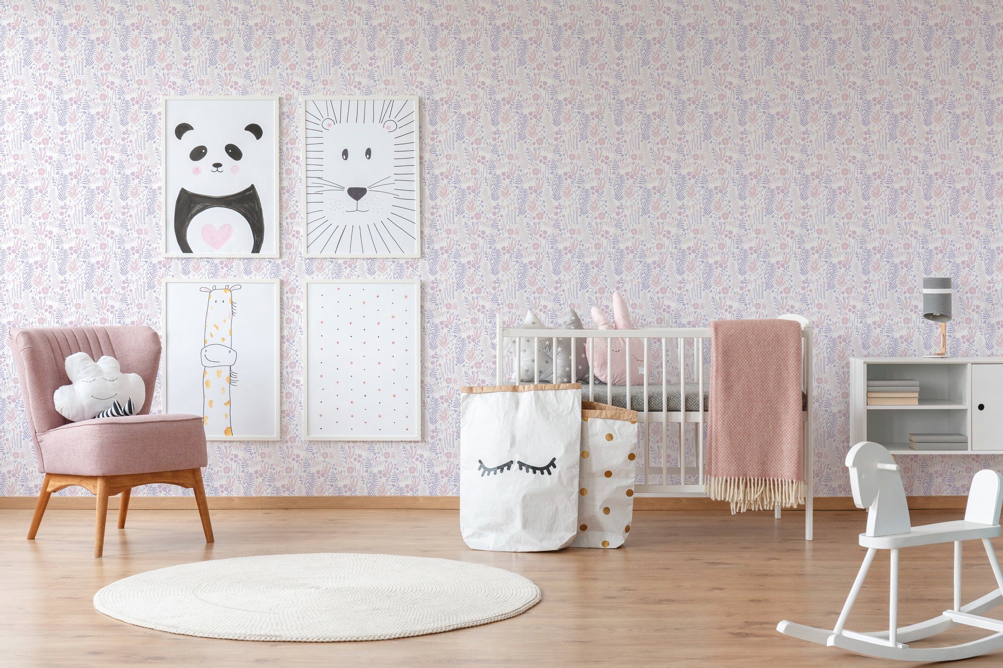 Bricoflor Blumentapete für Kinder Mädchentapete in Rosa und Violett Ideal f günstig online kaufen