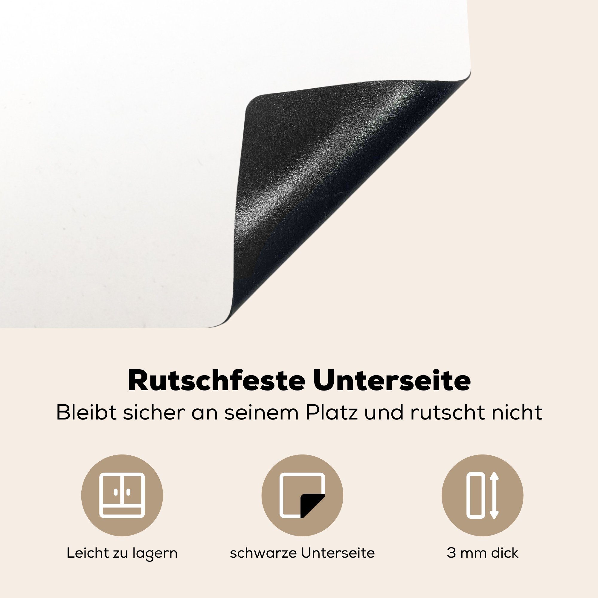 MuchoWow Herdblende-/Abdeckplatte Maus - Tiere - die Vinyl, 81x52 küche, Weiß, Induktionskochfeld (1 Ceranfeldabdeckung cm, Schutz für tlg)