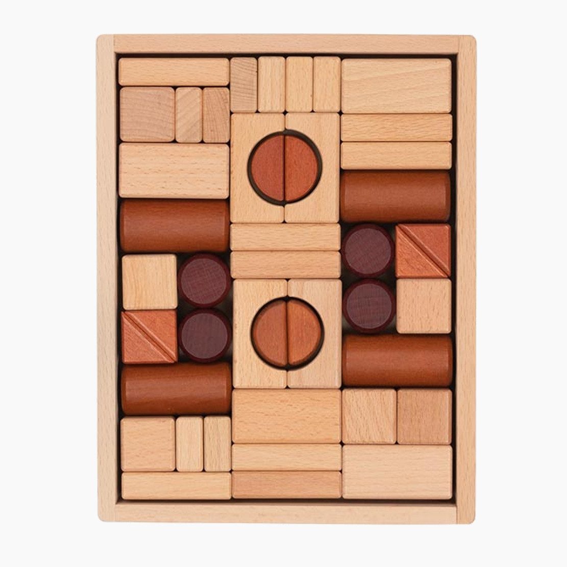 goki Bausteine im Holzkasten Holzbaukasten, (packung, 46 St., spar set), 46 Bausteine auch für Anfänger
