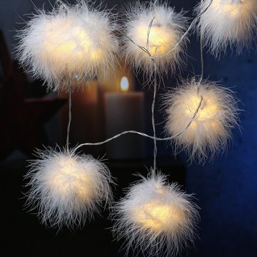 MARELIDA LED-Lichterkette Schneebälle 26 leuchtende Bälle 10m Dekolichterkette Timer weiß, 26-flammig