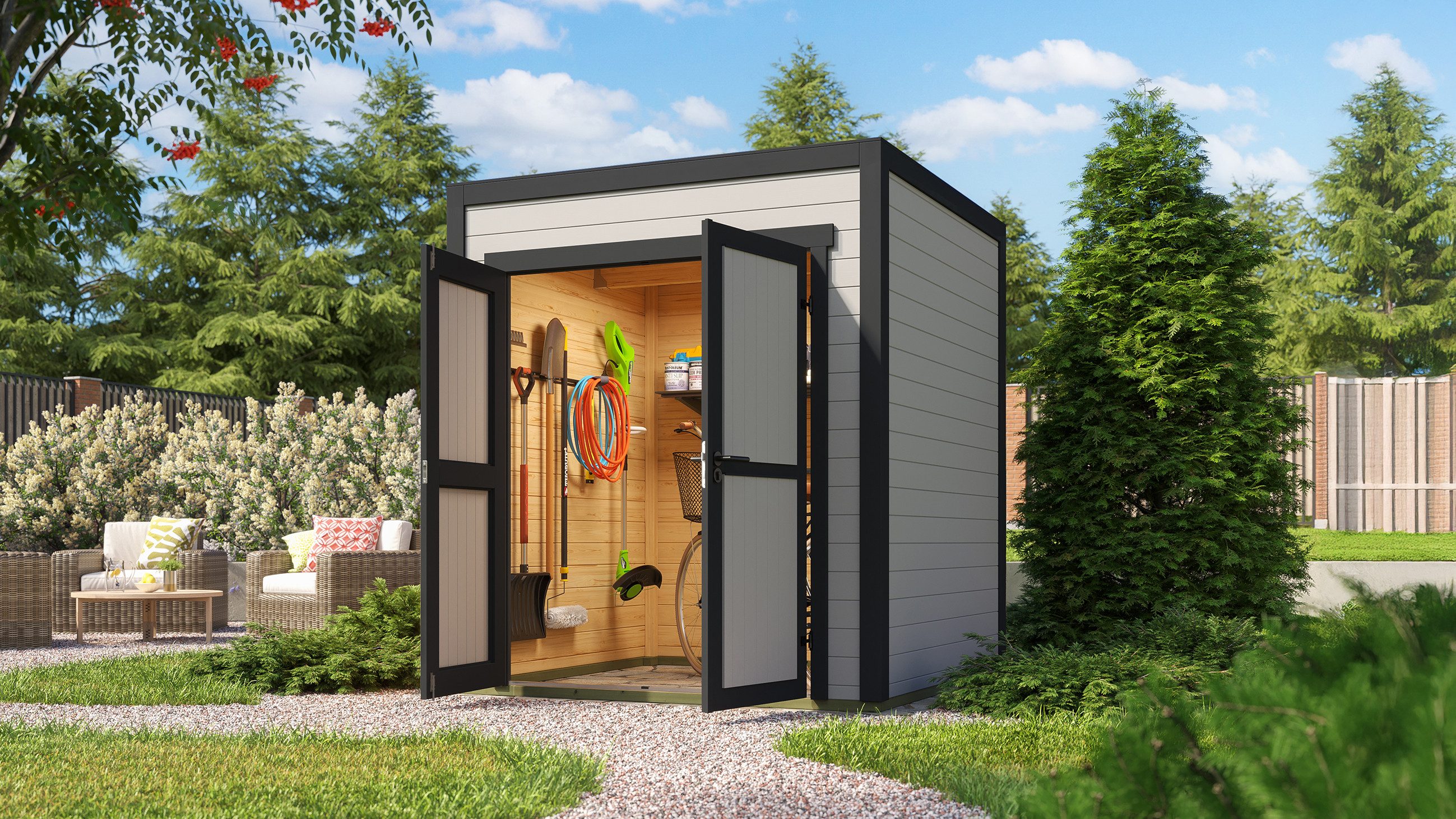 weka Gartenhaus Batu 1, Flachdach, Vollholztür, BxT: 200x207,4 cm, 28 mm starke Blockbohlen, in verschiedenen Farben