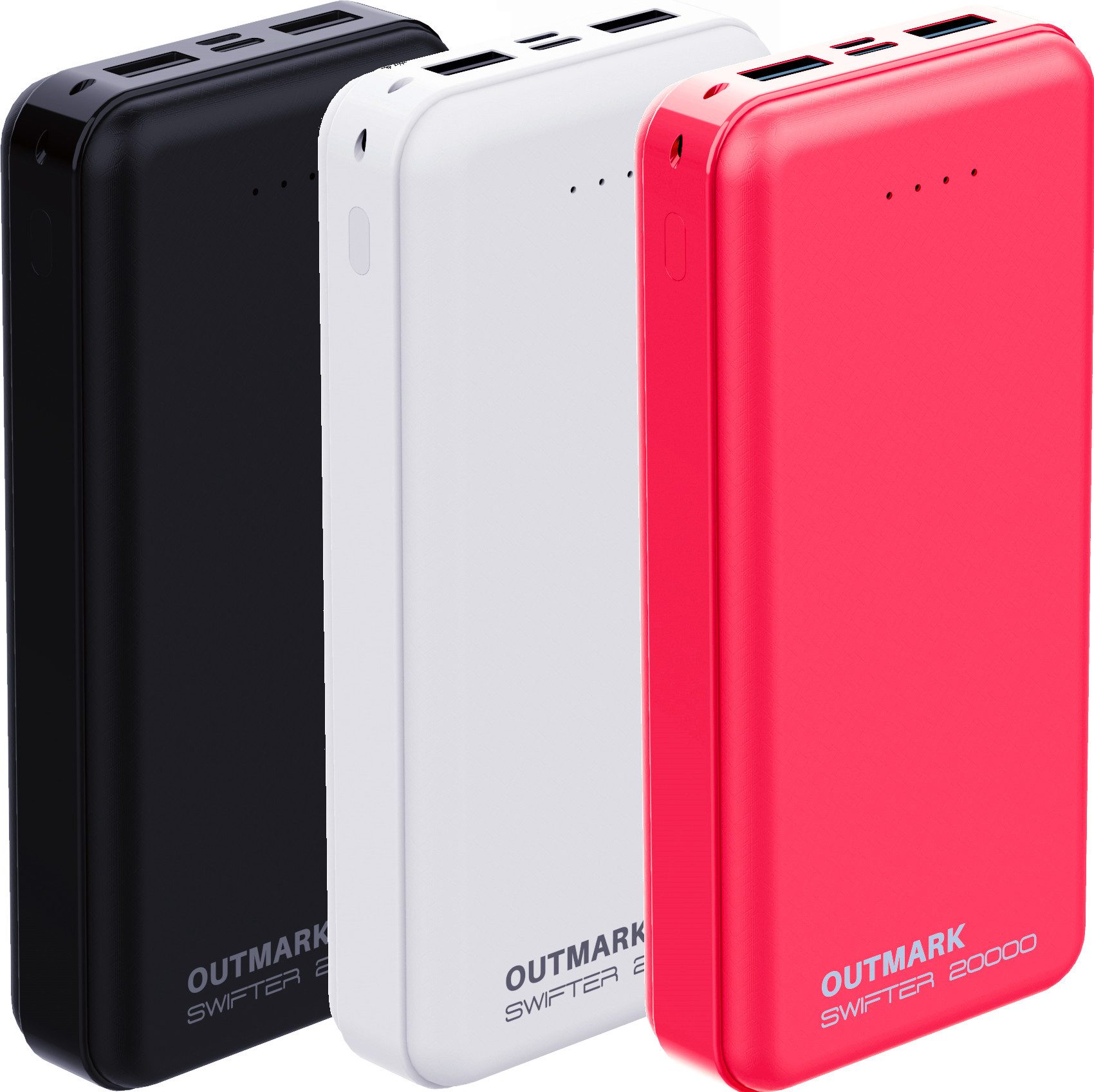 OUTMARK SWIFTER 20.000mah, 2x USB-A Ausgang, 1x USB-C Ladeeingang Akku Powerbank 20000 mAh, Fast Charge 2 x 2,4A