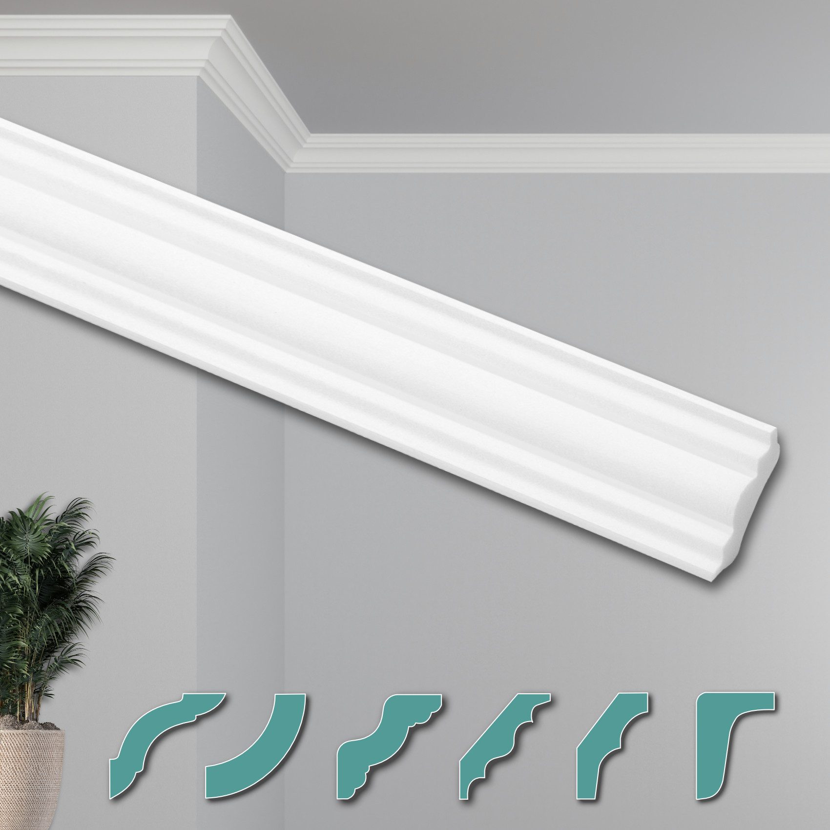 Hexim Deckenleiste ZG7, 20 Meter / 10 Leisten, Deckenleisten modern XPS Sty günstig online kaufen
