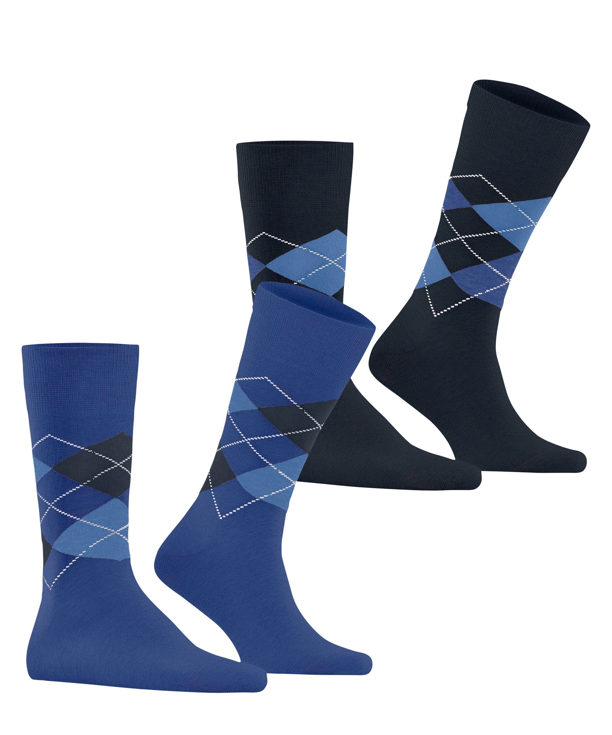 Burlington 2-er Set Socken Blau mit Argyle-Muster günstig online kaufen