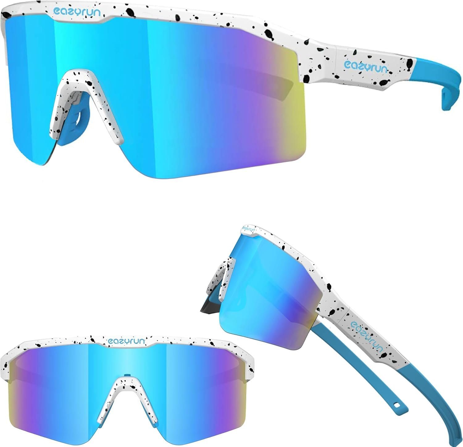 EyeAm Fahrradbrille Sportbrille für Damen & Herren für Sport, Laufen, MTB & Outdoor, (Modell: EAZYRUN), UV-Schutz 400 F25F