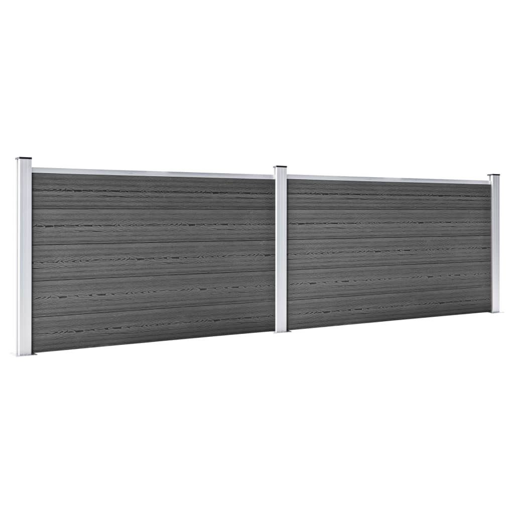vidaXL Maschendrahtzaun Zaunelement Set WPC 353x105 cm Schwarz, (1-St)