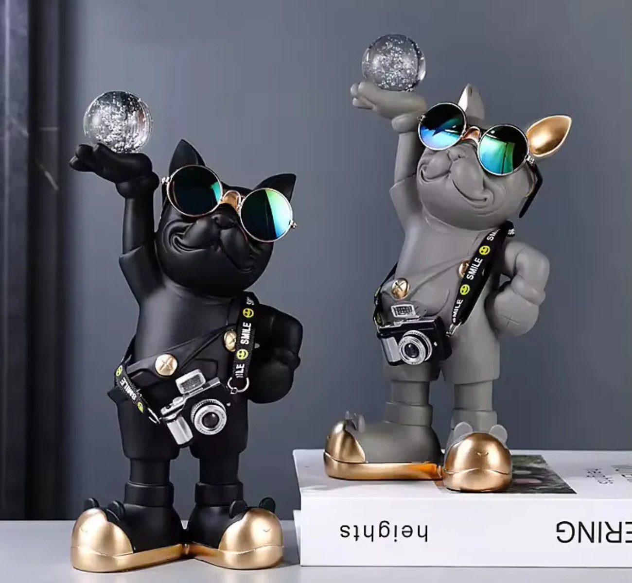 Quality Elegance Tierfigur French Bulldog Dekofigur aus Resin im Skandi-Sti günstig online kaufen