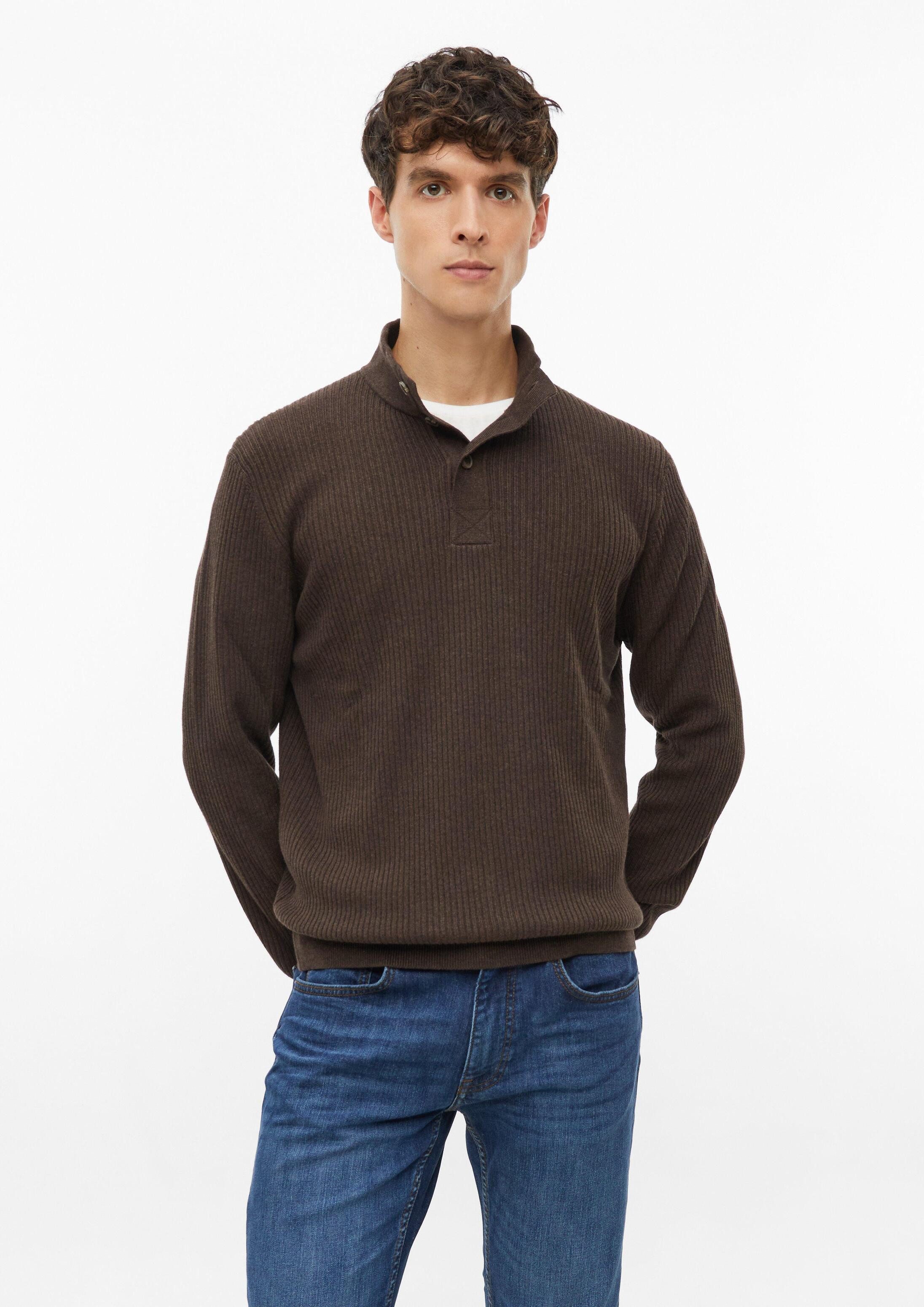 s.Oliver Longpullover Strickpullover Geknöpfter Baumwoll-Troyer mit Rippstruktur