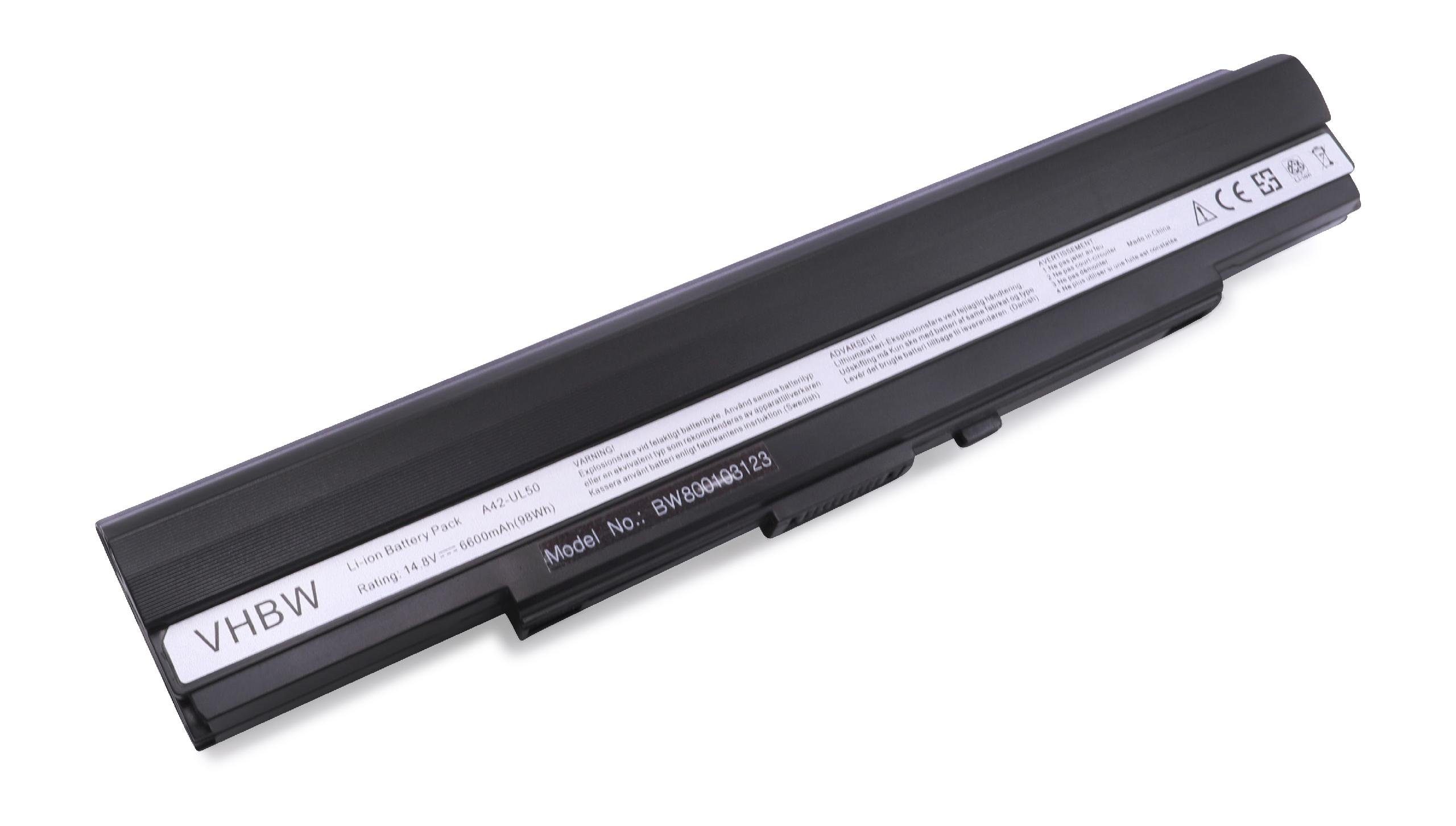 vhbw passend für Asus UL30, UL30A, U30SD, UL30A-A1, UL30A-A2, UL30A-A3B, Laptop-Akku 6600 mAh