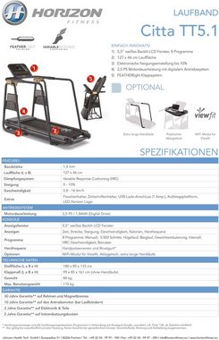 Horizon Fitness Laufband Citta TT5.1, optionaler Ablagetisch