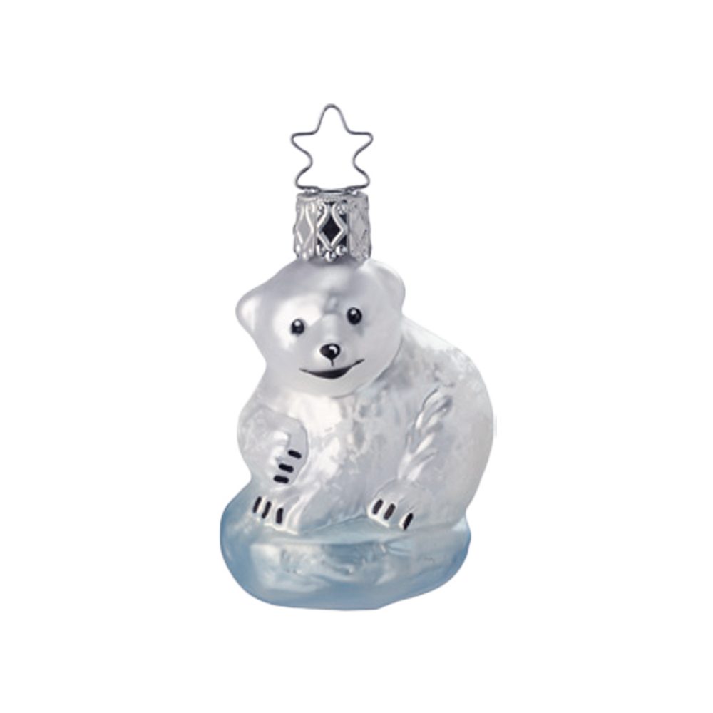 INGE-GLAS® Christbaumschmuck Baby Eisbär (1-tlg), mundgeblasen, handbemalt