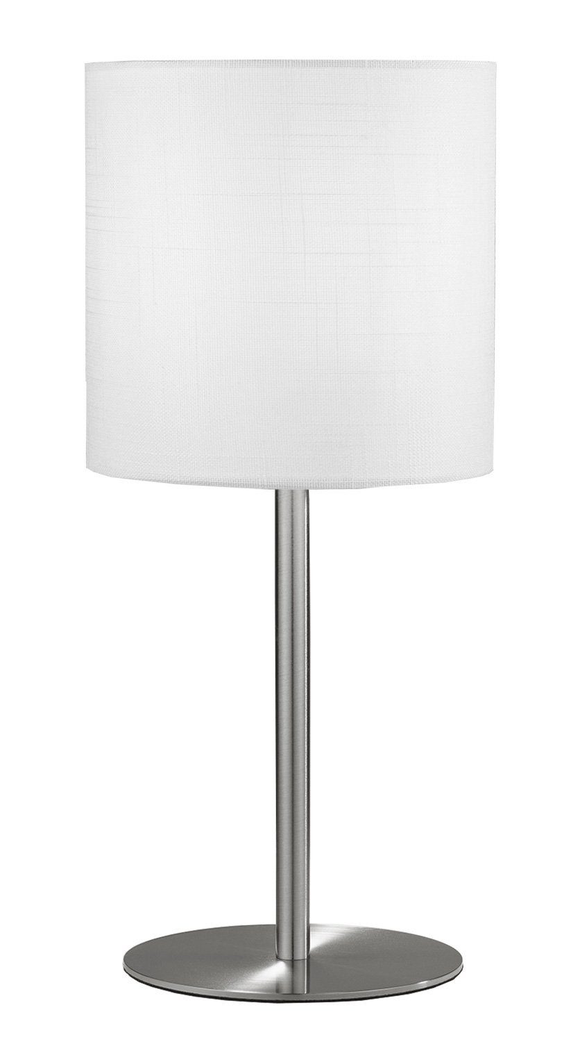 casa NOVA Tischleuchte Tischlampe LIA, 1-flammig, H 40 cm, Silbergrau, ohne  Leuchtmittel, Weiß, Metall, Stoffschirm