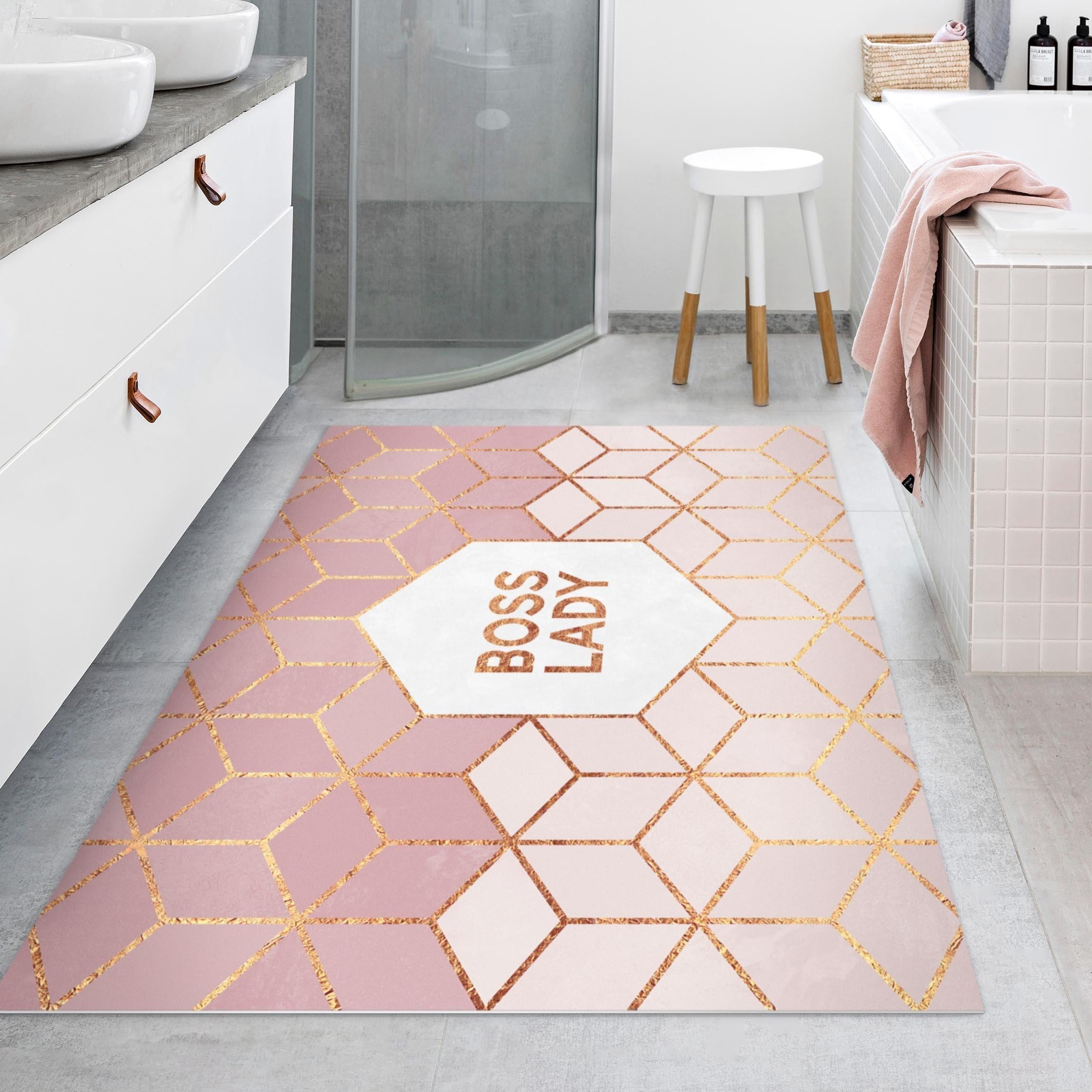 Bilderdepot24 Teppich Vinyl Wohnzimmer Schlafzimmer Flur Küche Muster Abstrakt, rechteckig - rosa glatt, nass wischbar (Küche, Tierhaare) - Saugroboter & Bodenheizung geeignet