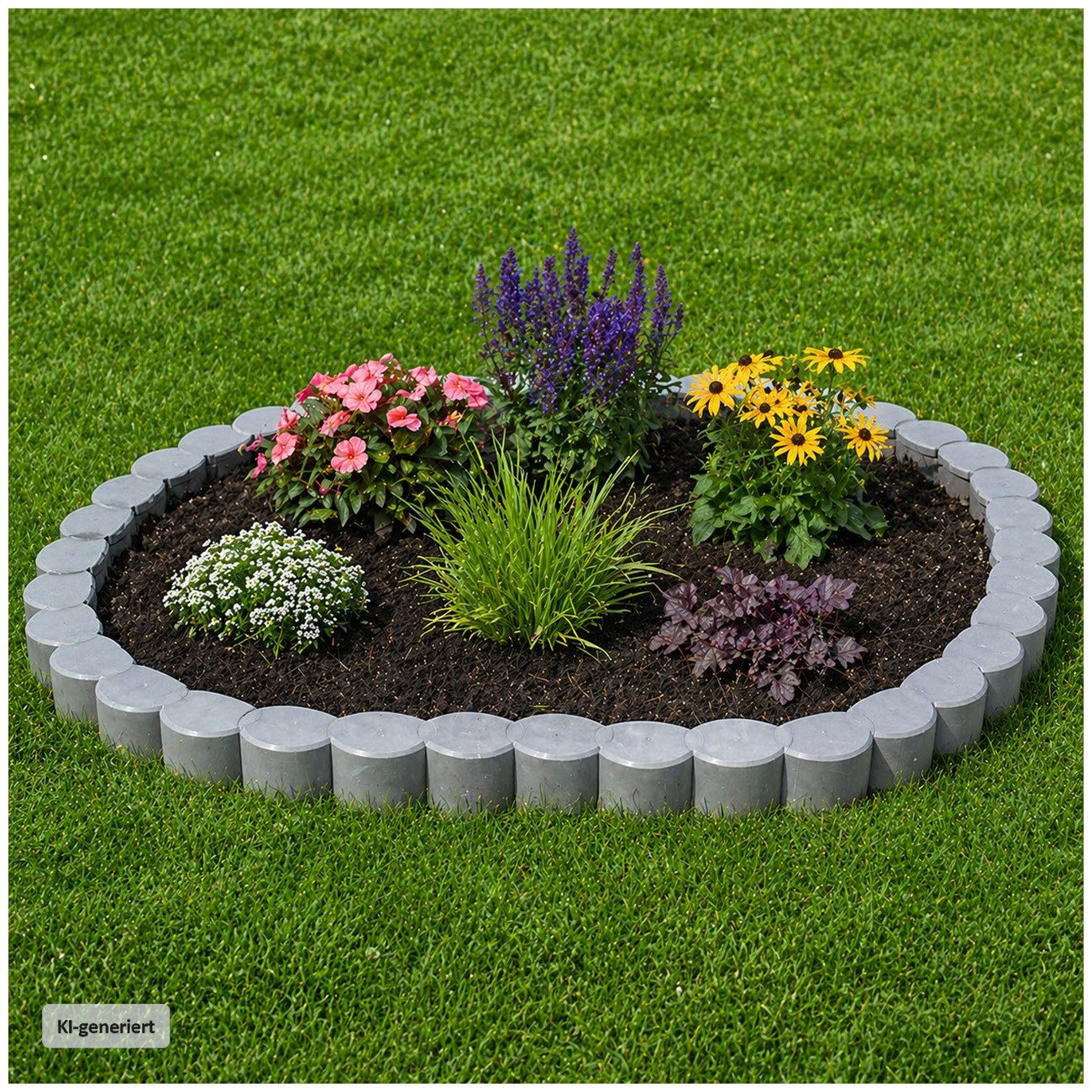 HTI-Living Beetumrandung Beetumrandung Nessa Palisade 12-teilig Grau, LxH: 22x4.5 cm, Set, Beetumrandung mit 12 Modulen, Beetbegrenzung Beeteinfassung Rasenkante