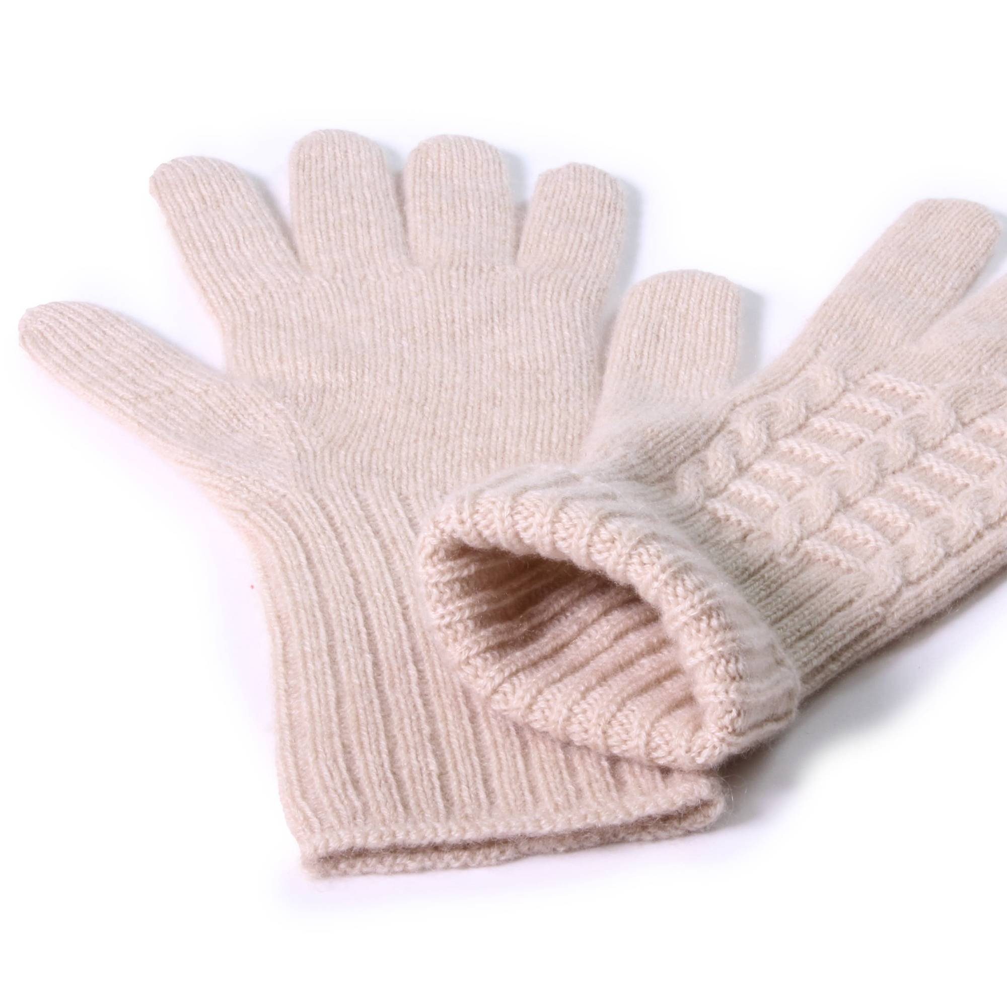 Kaschmir DamenBeige Tumelo Strickhandschuhe 100% Handschuhe