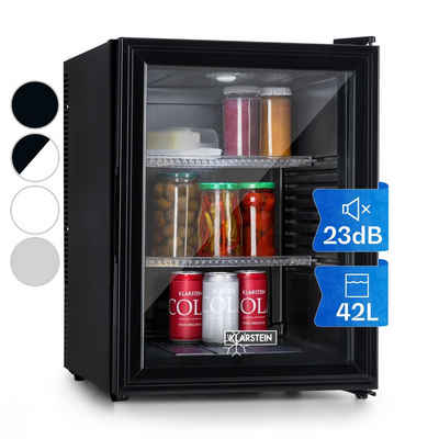 Klarstein Table Top Kühlschrank BCH-50BG Blk 10033822A, 53.5 cm hoch, 40 cm breit, Hausbar Minikühlschrank ohne Gefrierfach Glastür klein Kühlschrank