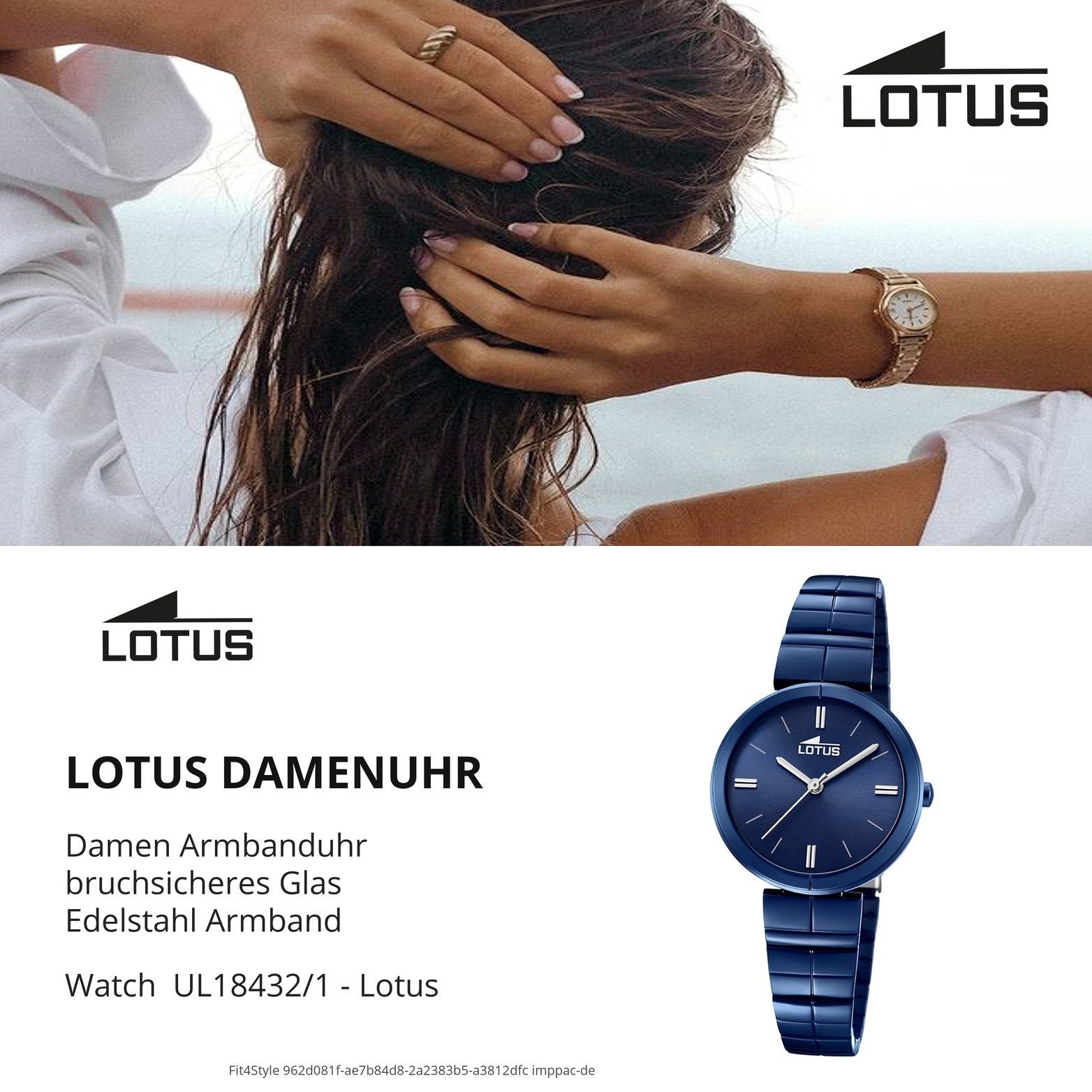 Damen Uhren Lotus Quarzuhr D2UL18432/1 Lotus Edelstahl Damen Uhr L18432/1, Damenuhr mit Edelstahlarmband, rundes Gehäuse, klein 