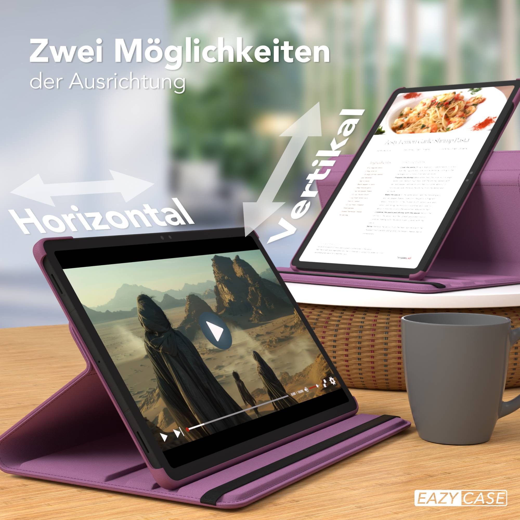 EAZY CASE Tablet-Hülle Rotationcase für Samsung Galaxy Tab S11 11 Zoll, Tablet-Hülle Bookstyle Case Fullcover Schutz Tasche Stehfunktion Lila – Bild 5 von 5