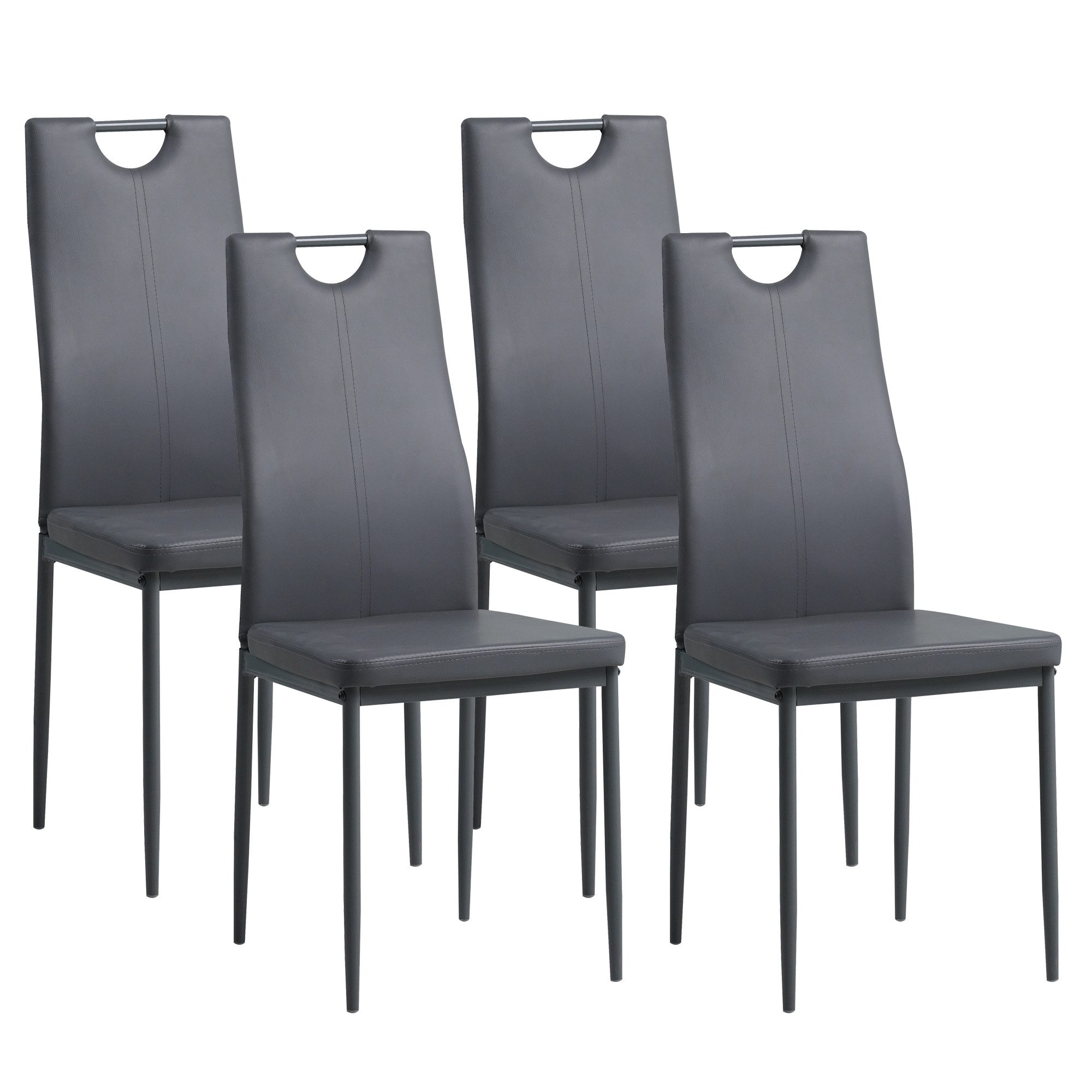 Albatros International Esszimmerstuhl Esszimmer Stühle 4 er Set SALERNO, Stuhl Stühle Esszimmerstühle, Küche (4er Set, Grau, Kunstleder Bezug), Küchenstuhl Küchenstühle Essstühle für den Esstisch Ess Stühle